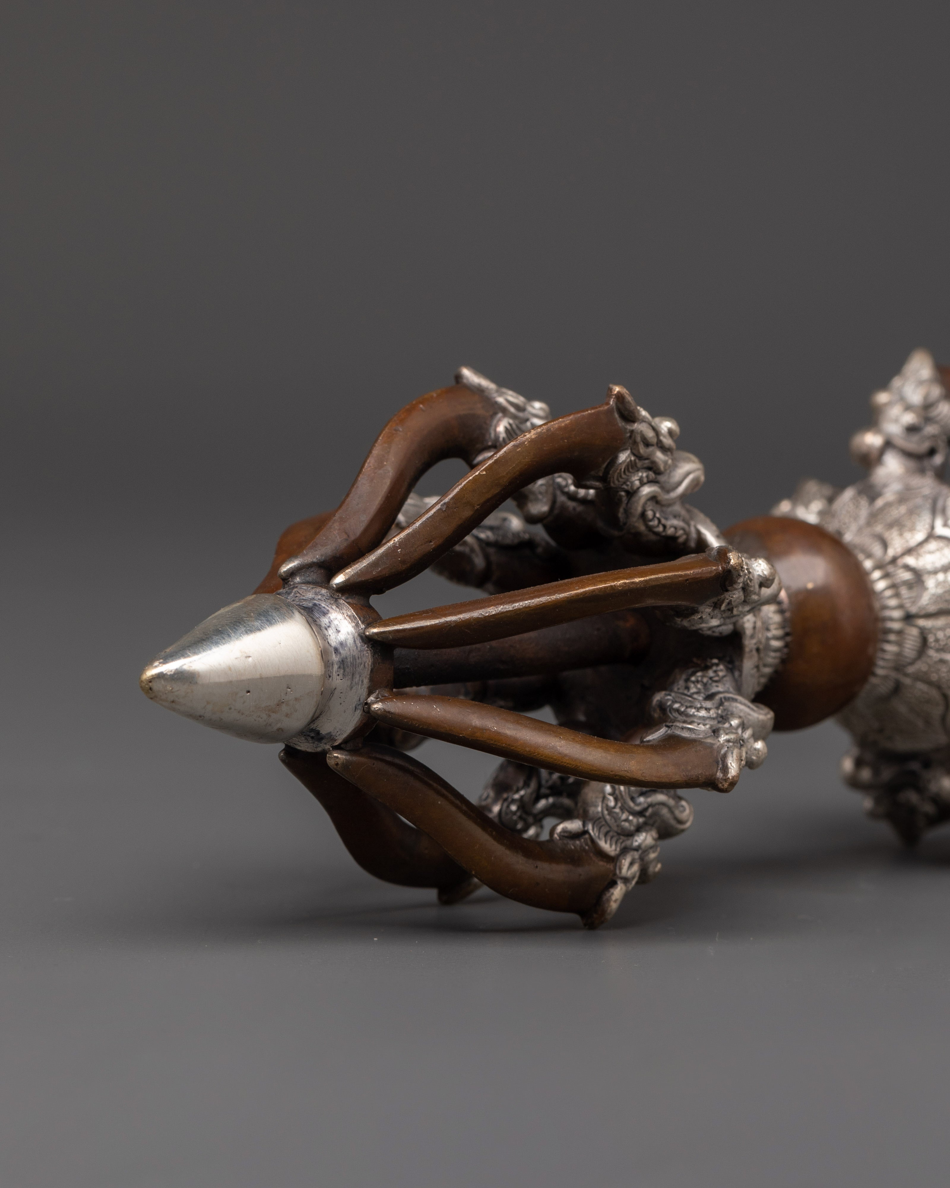 Handcrafted Buddhist Silver Plated Dorje for Ritual and Meditation