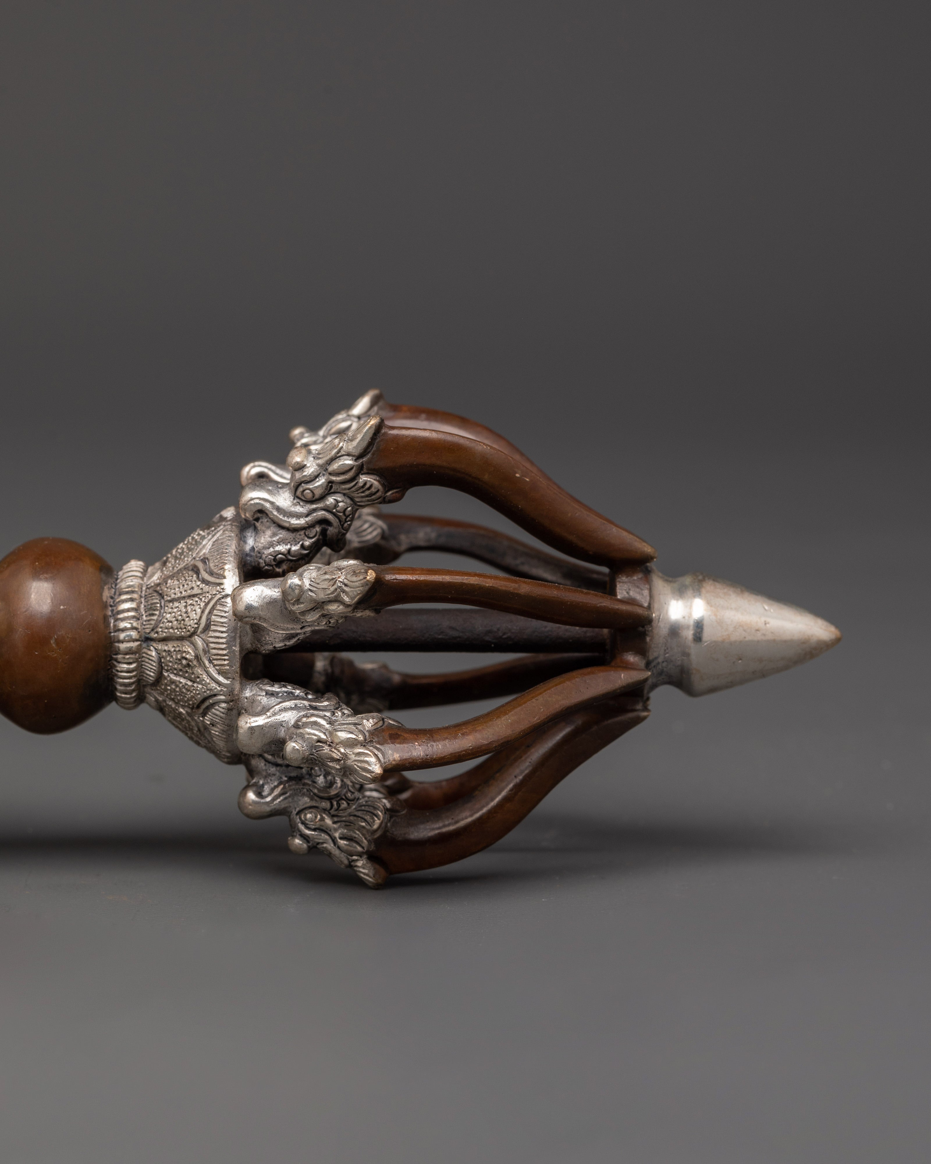 Handcrafted Buddhist Silver Plated Dorje for Ritual and Meditation