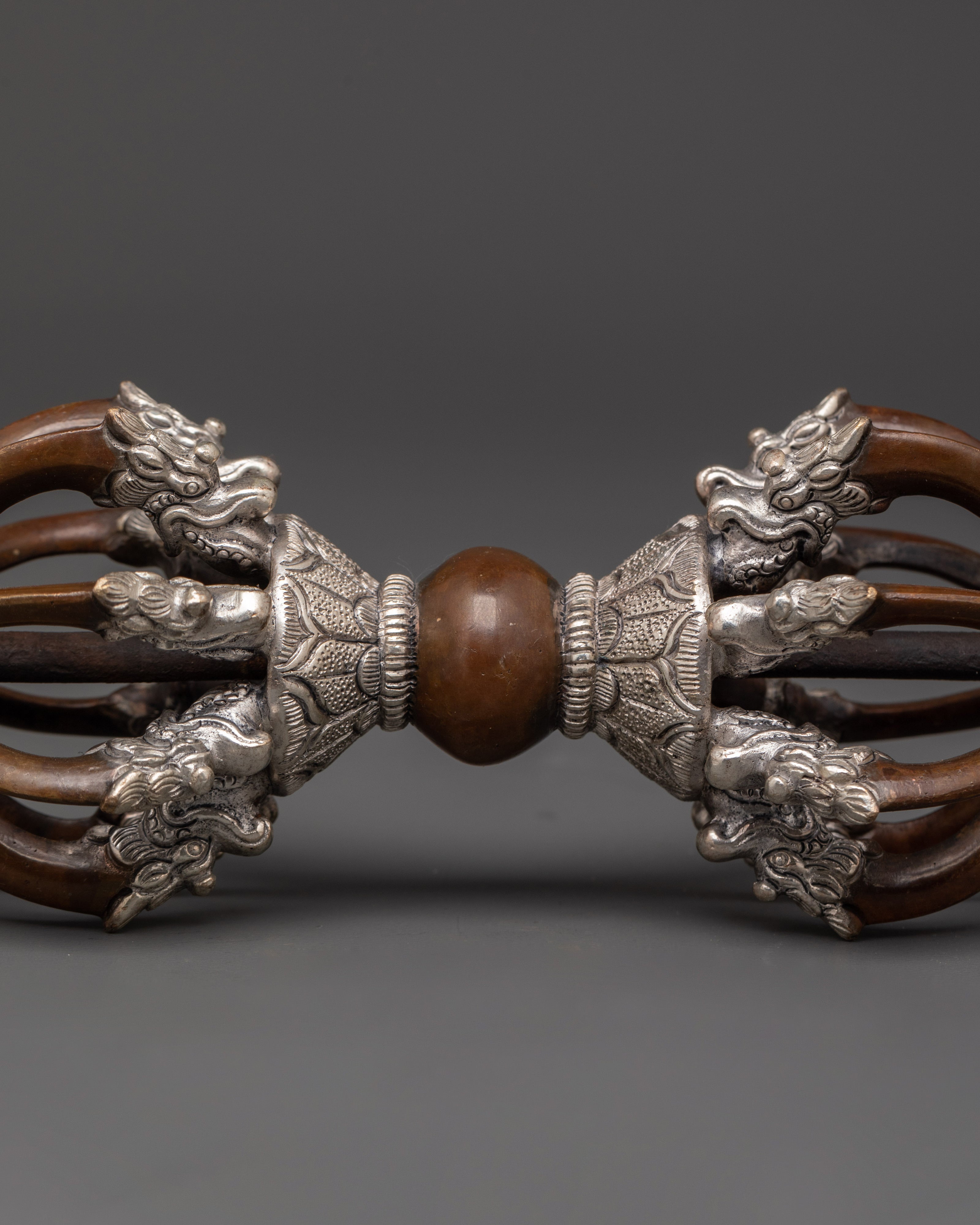 Handcrafted Buddhist Silver Plated Dorje for Ritual and Meditation
