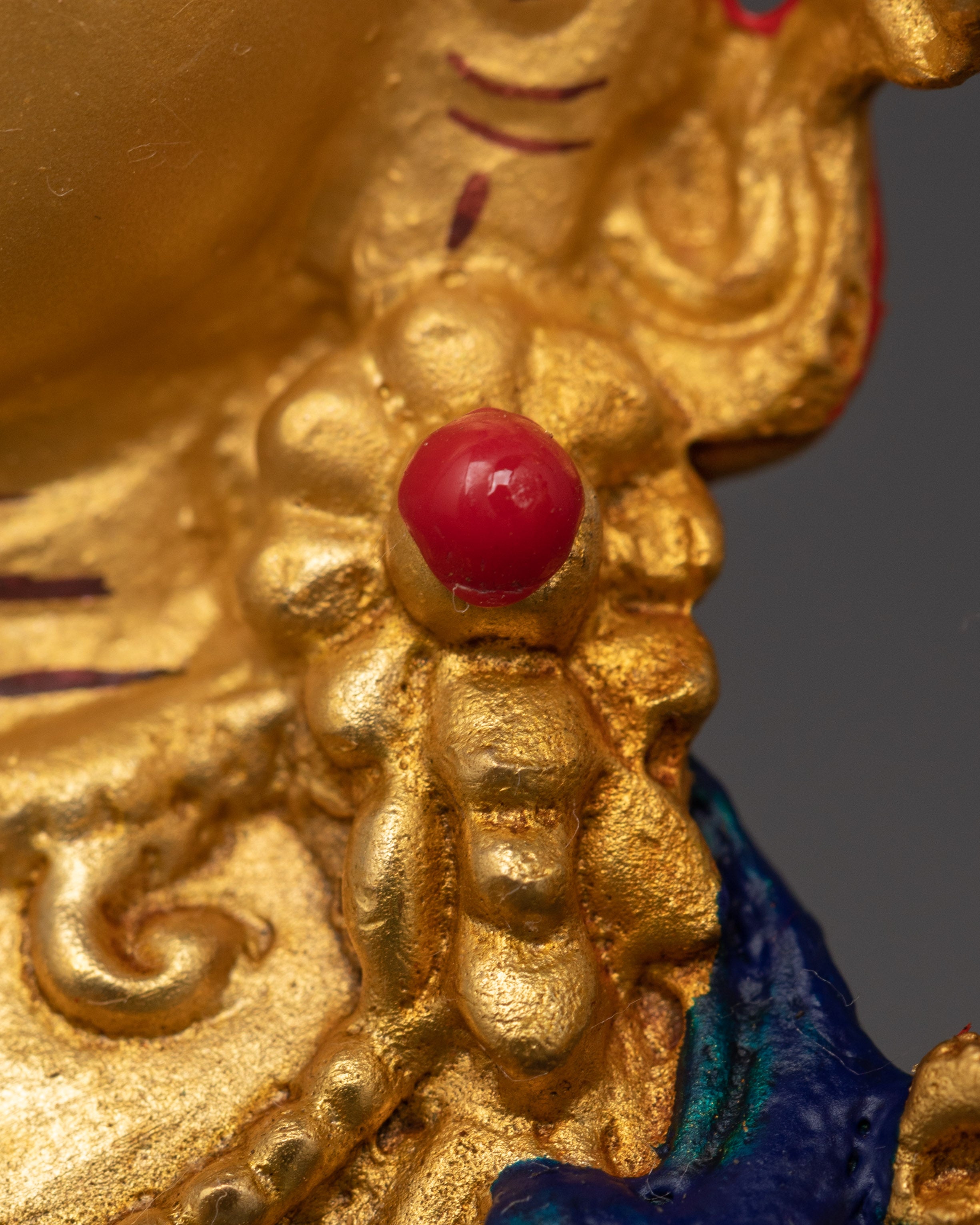 Green Tara Tibetan Goddess Statue | Gold Plated Copper Figurine with Turquoise and Coral