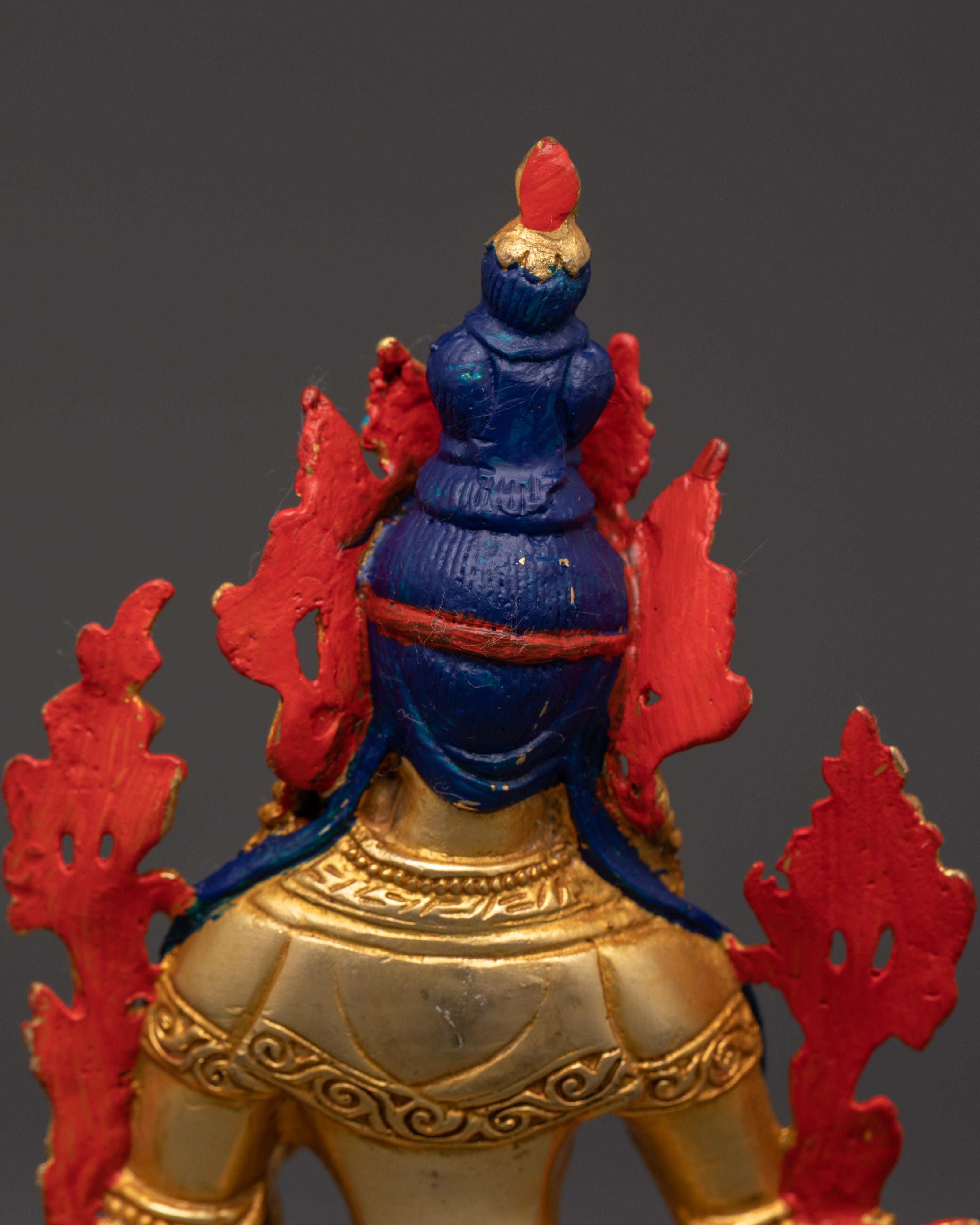 Green Tara Tibetan Goddess Statue | Gold Plated Copper Figurine with Turquoise and Coral