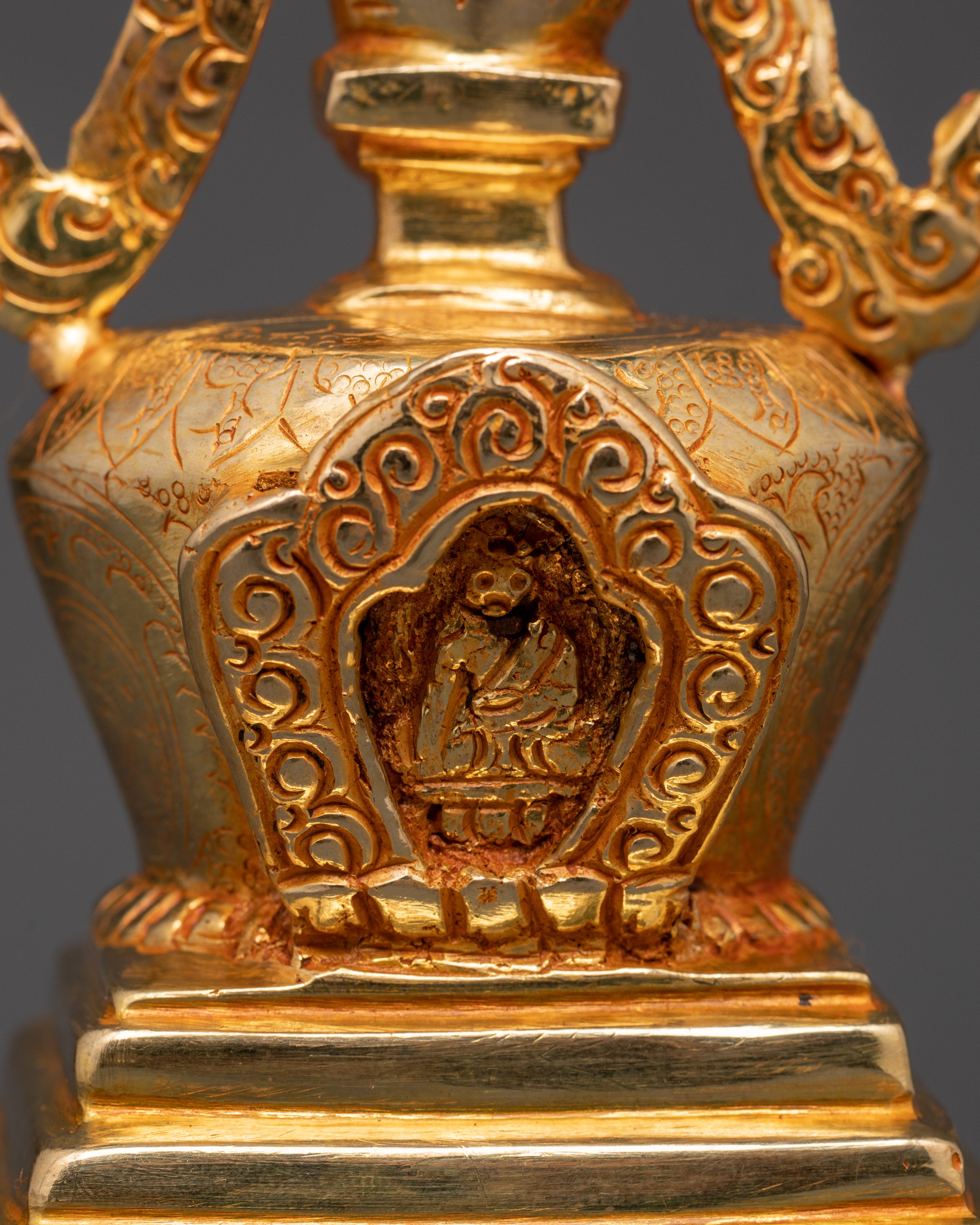 Handcrafted Gold-Plated Tibetan Stupa | Tibetan Ritual Shrine
