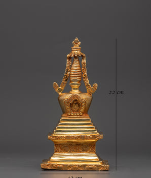 Handcrafted Gold-Plated Tibetan Stupa | Tibetan Ritual Shrine