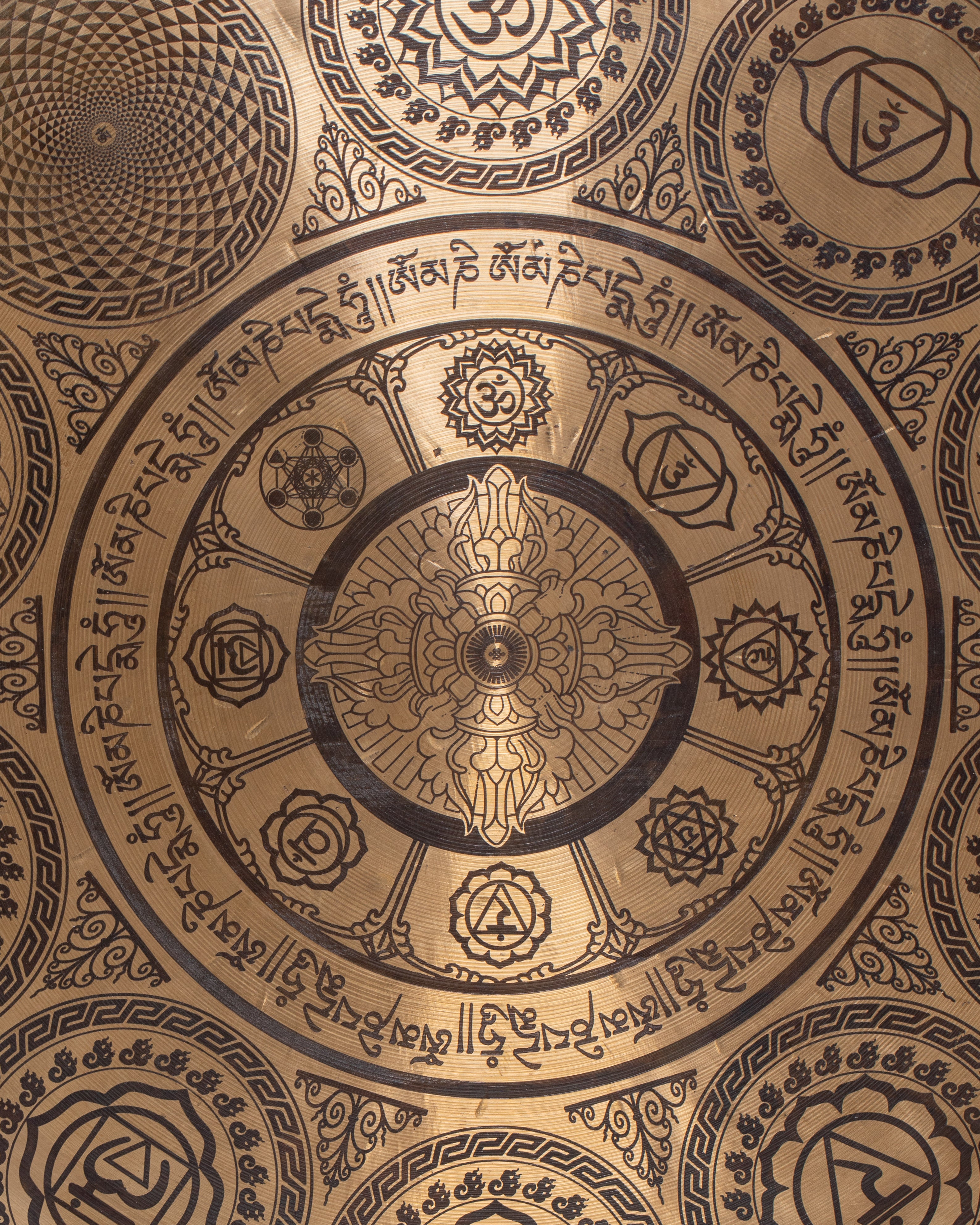 Handcrafted Sound Healing Gong | Engraved Brass Mandala Gong with Buddha Design