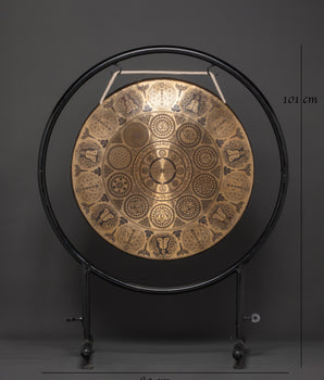 Handcrafted Sound Healing Gong | Engraved Brass Mandala Gong with Buddha Design