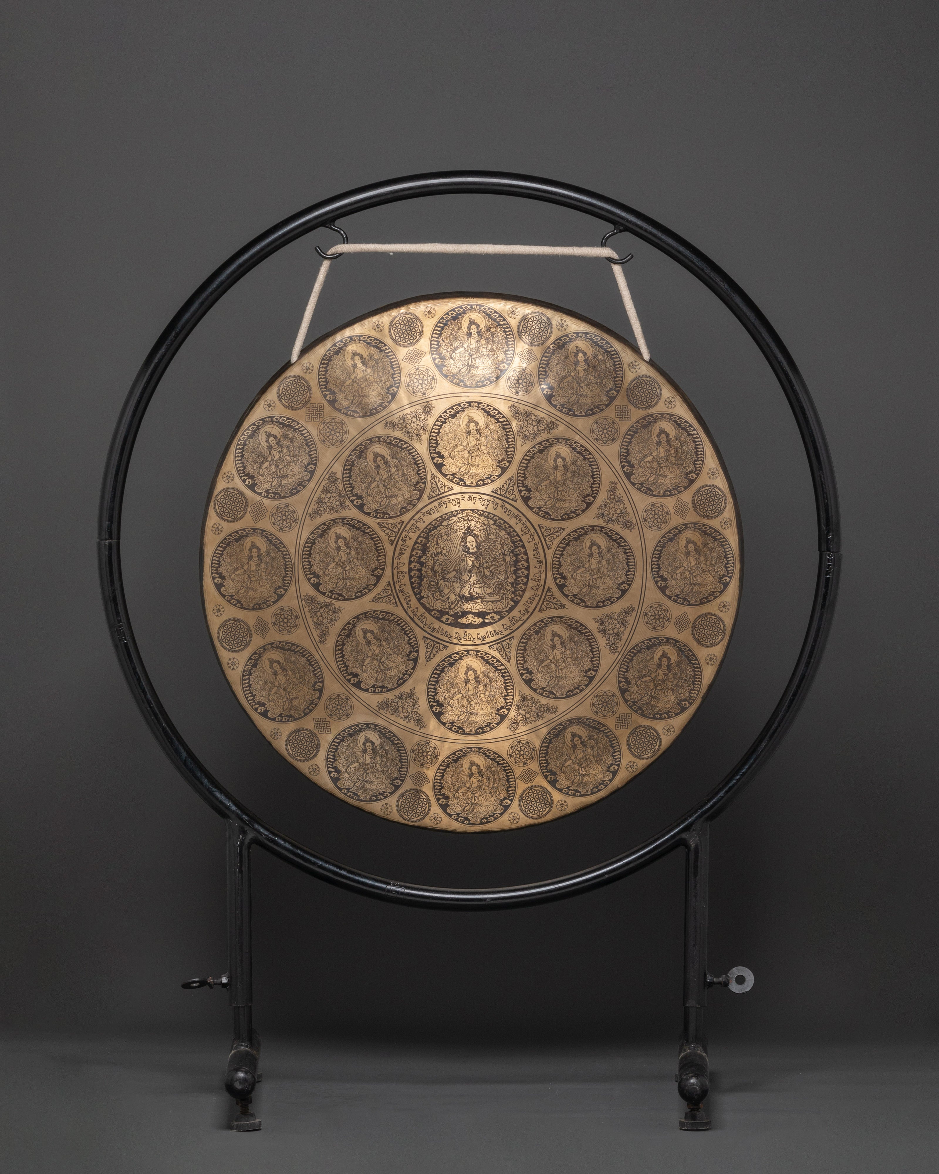 Tibetan Mantra Gong | Handcrafted Brass Gong with Tara Buddha