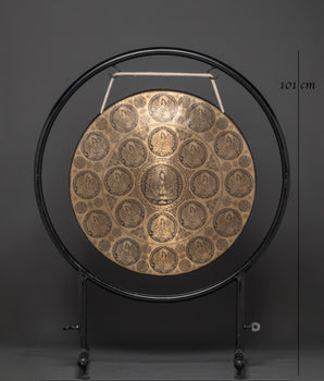 Tibetan Mantra Gong | Handcrafted Brass Gong with Tara Buddha