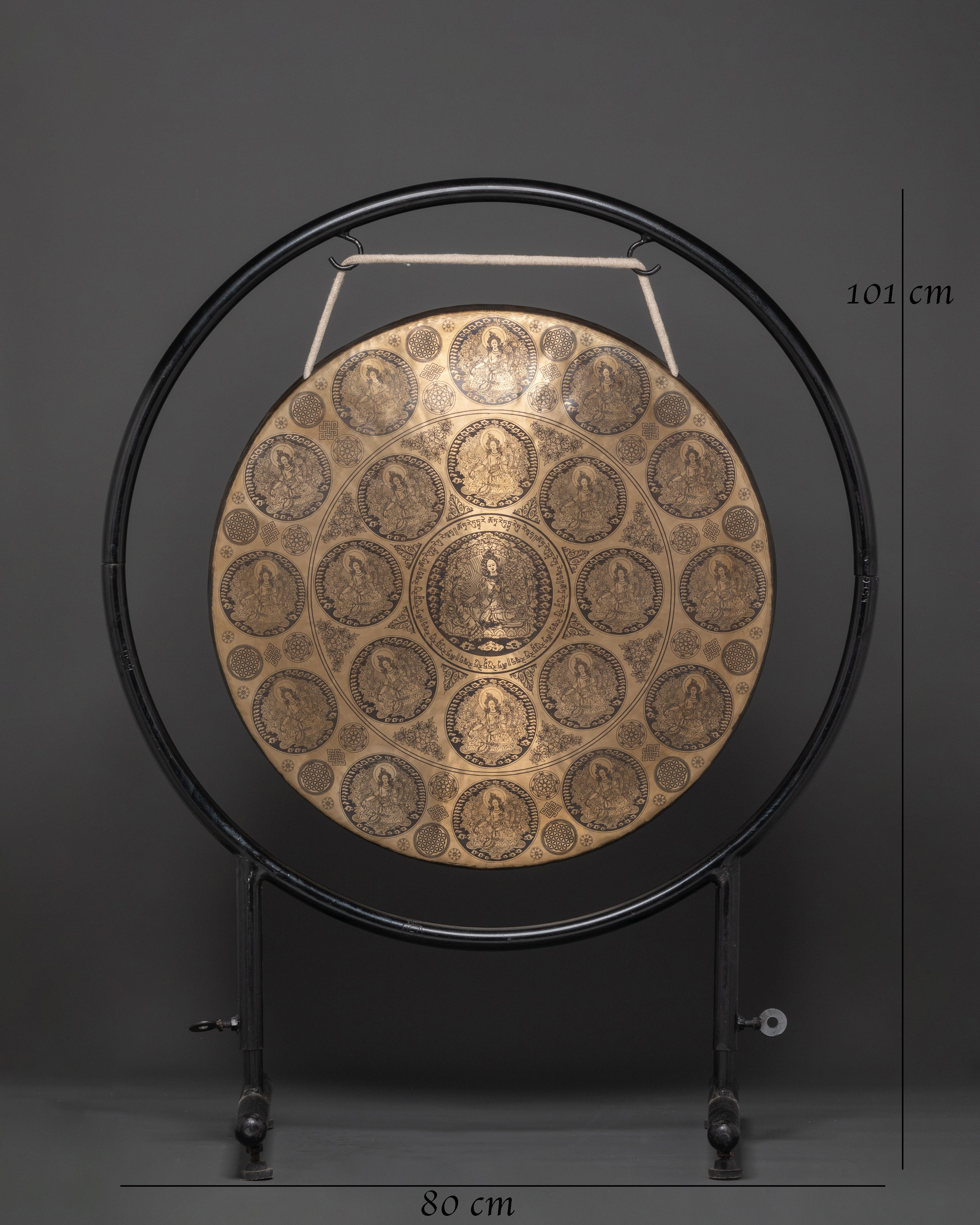 Tibetan Mantra Gong | Handcrafted Brass Gong with Tara Buddha