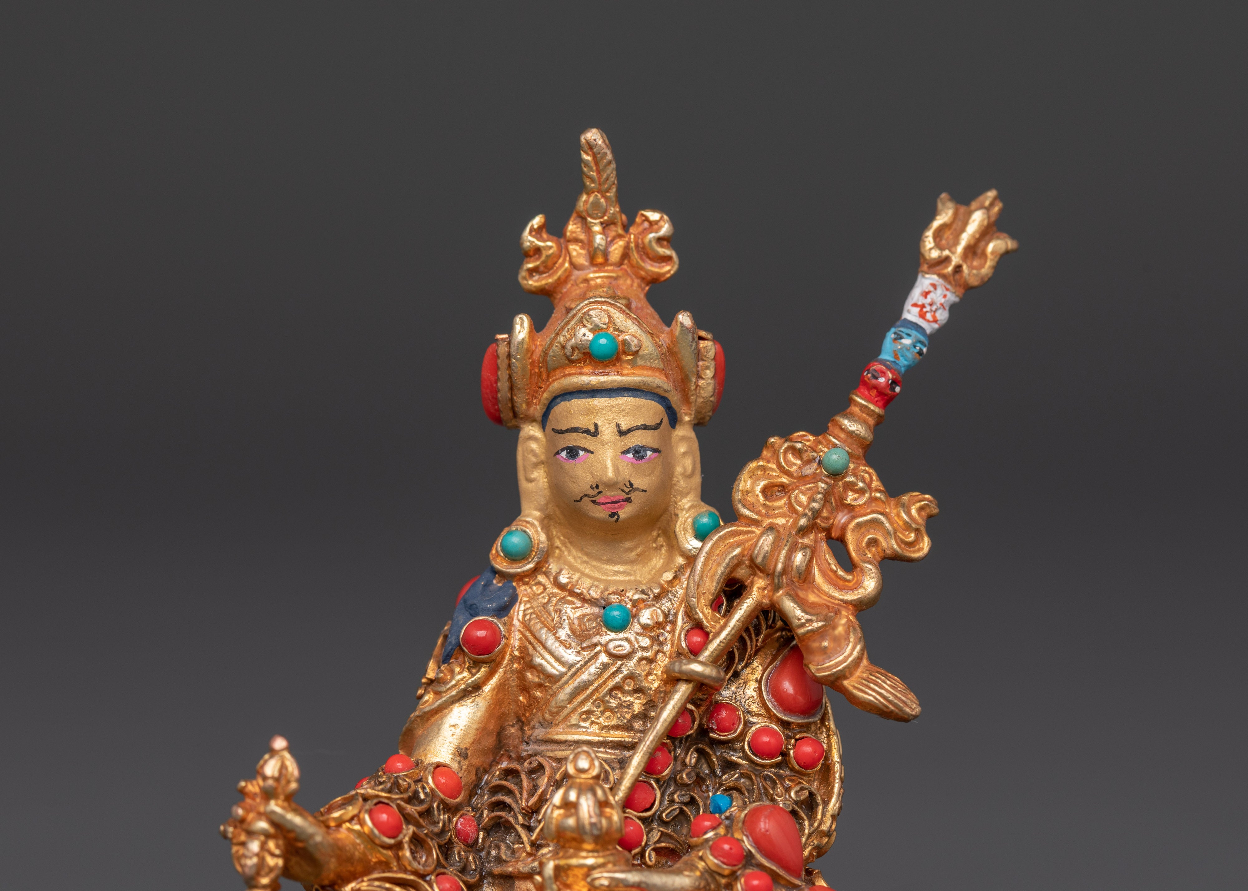 Handcrafted Guru Rinpoche Sculpture | Padmasambhava Figurine in Copper