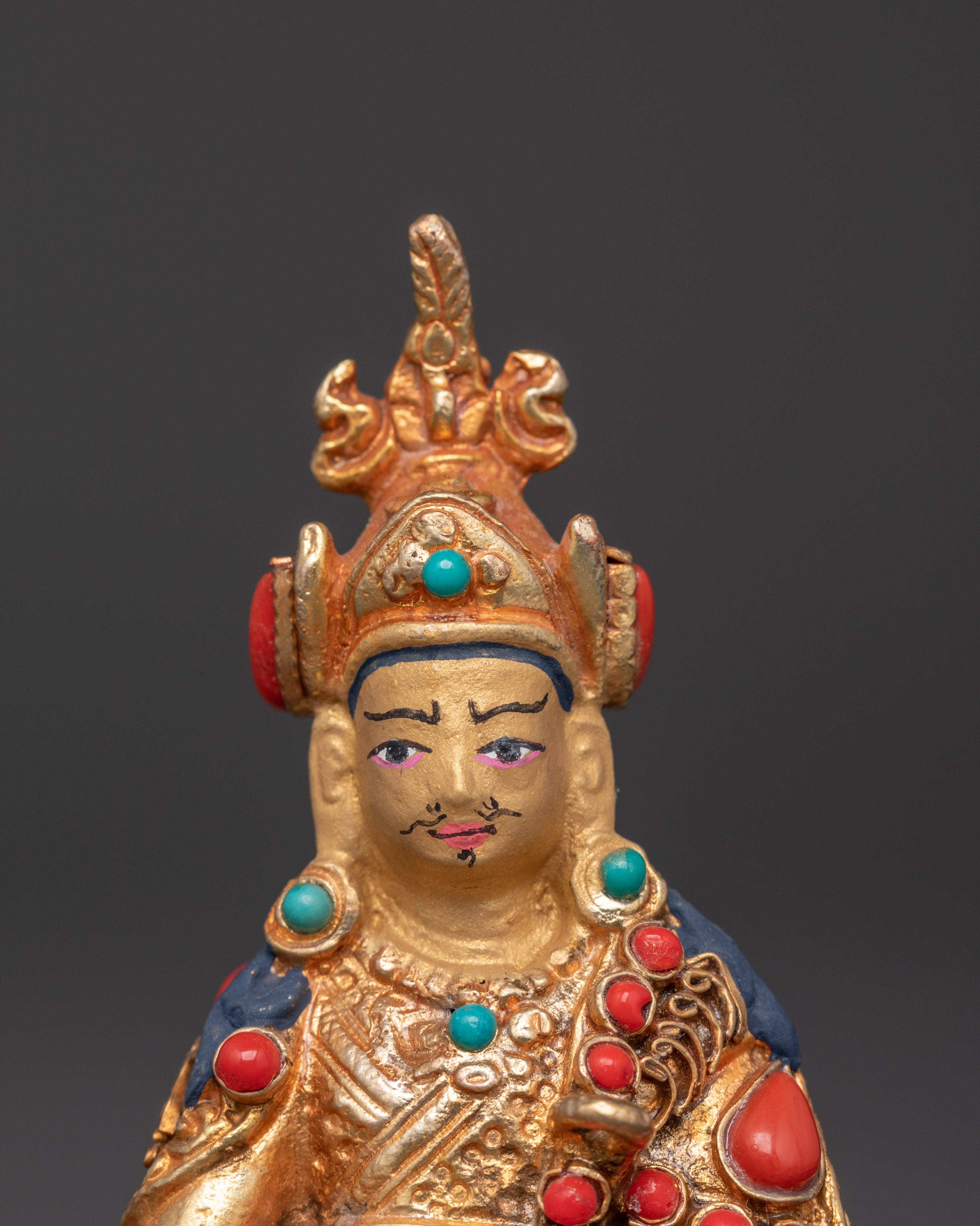Handcrafted Guru Rinpoche Sculpture | Padmasambhava Figurine in Copper