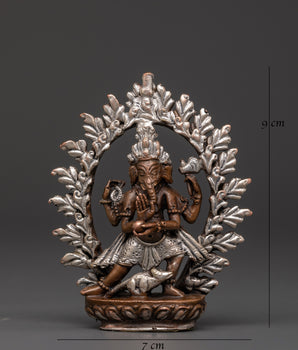 Handcrafted Ganesha Hindu Deity Statue | Oxidized Copper with Silver Plating