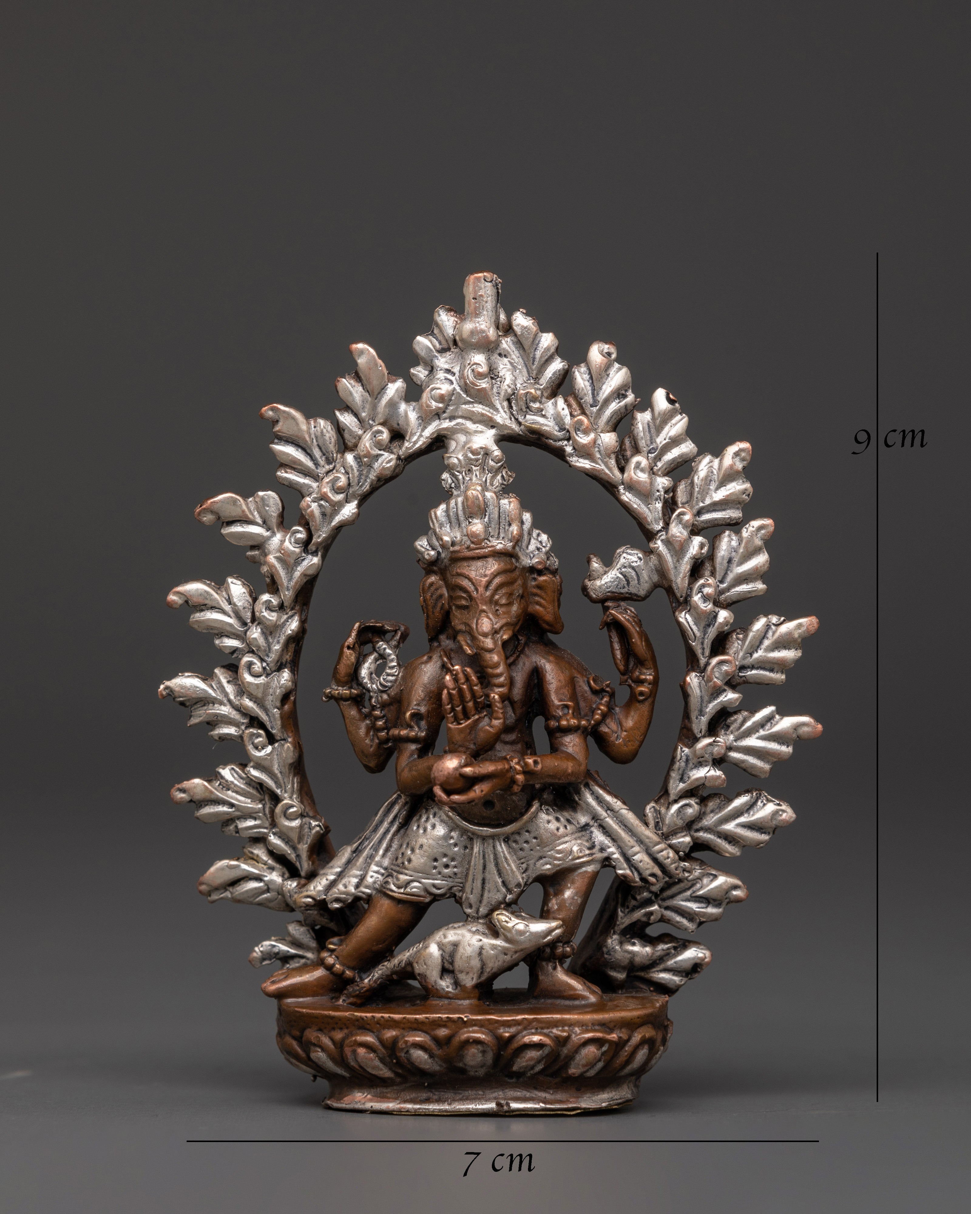 Handcrafted Ganesha Hindu Deity Statue | Oxidized Copper with Silver Plating