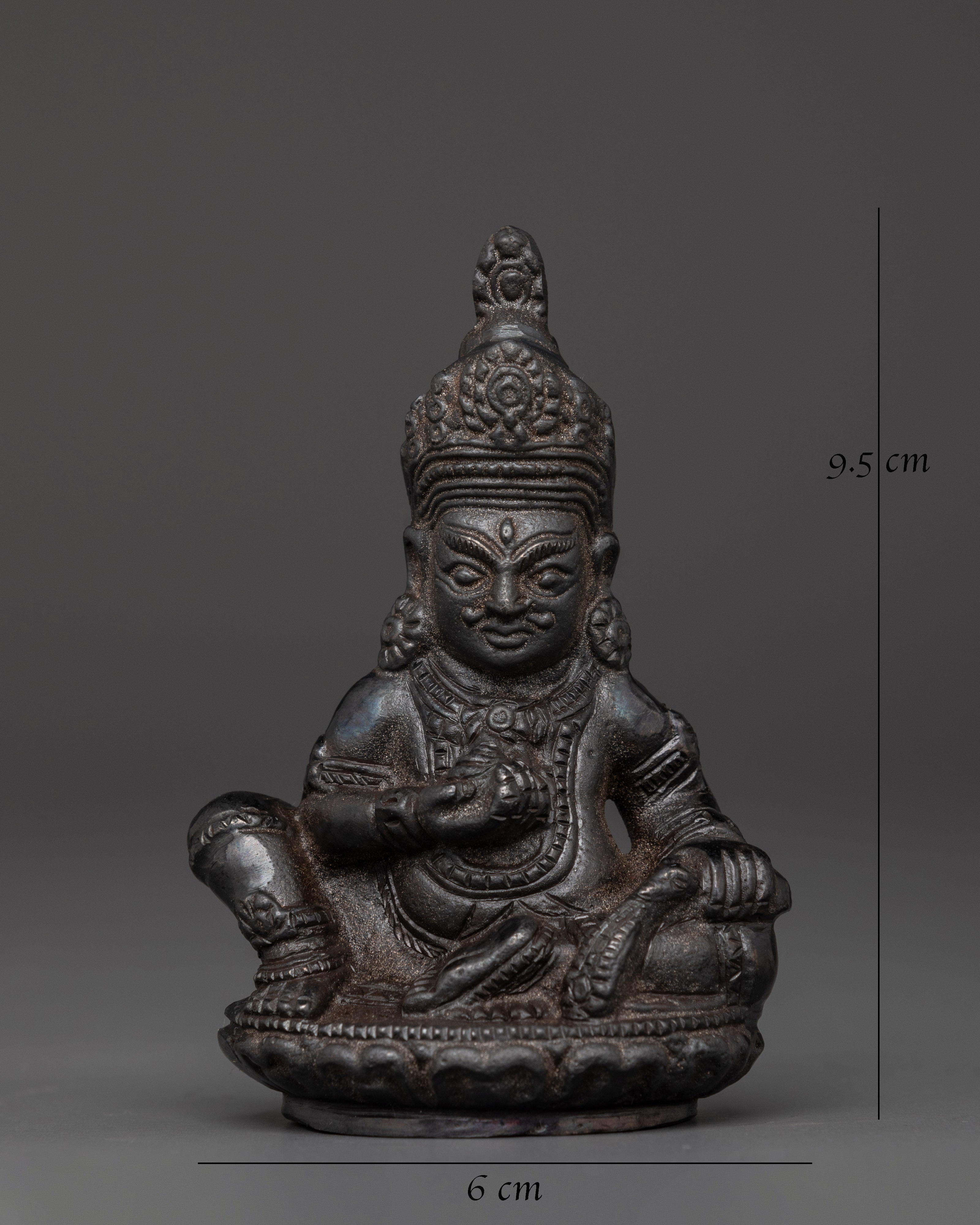 Handcrafted Black Dzambhala Sculpture | Copper Wealth Deity Figurine for Good Fortune