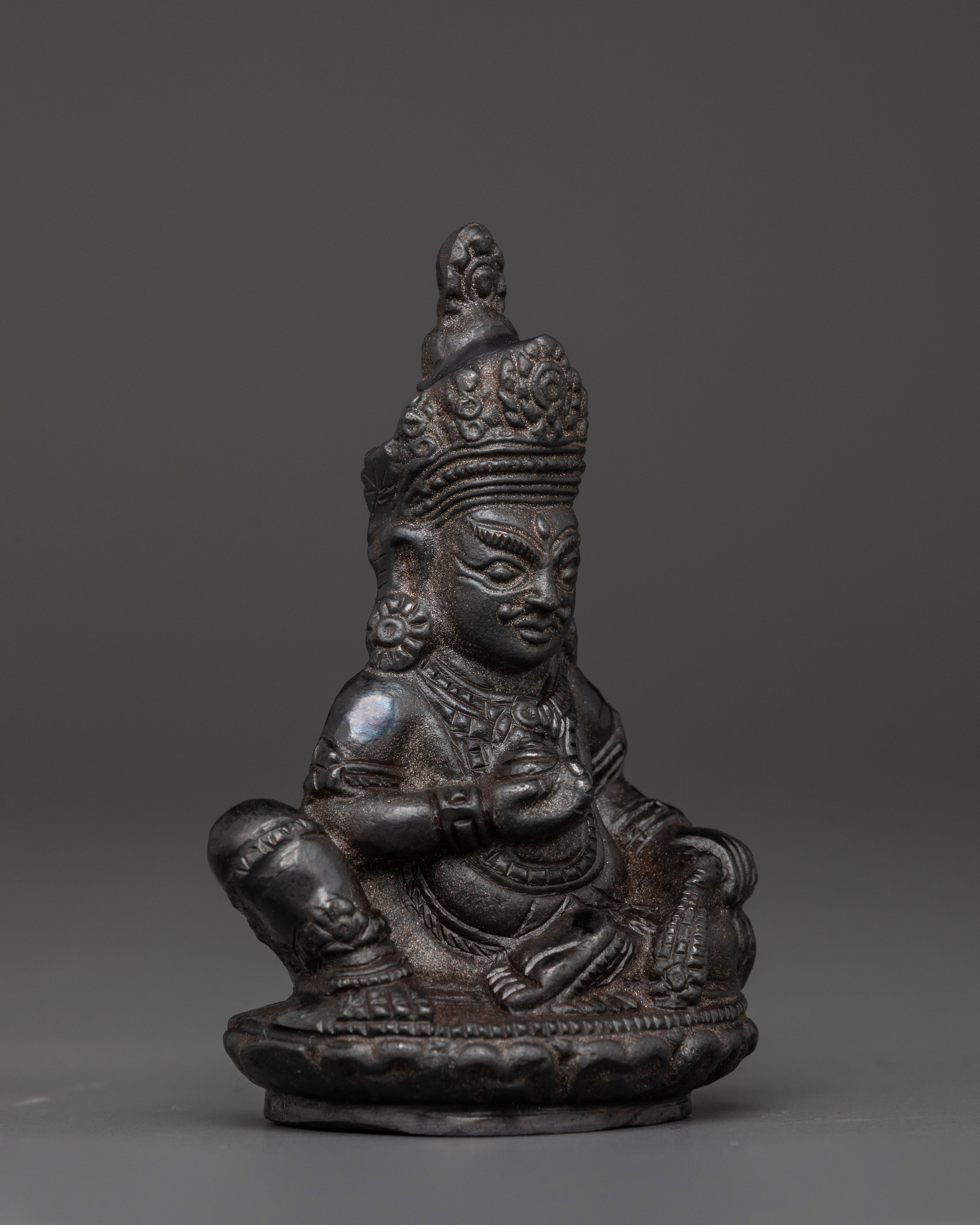 Handcrafted Black Dzambhala Sculpture | Copper Wealth Deity Figurine for Good Fortune