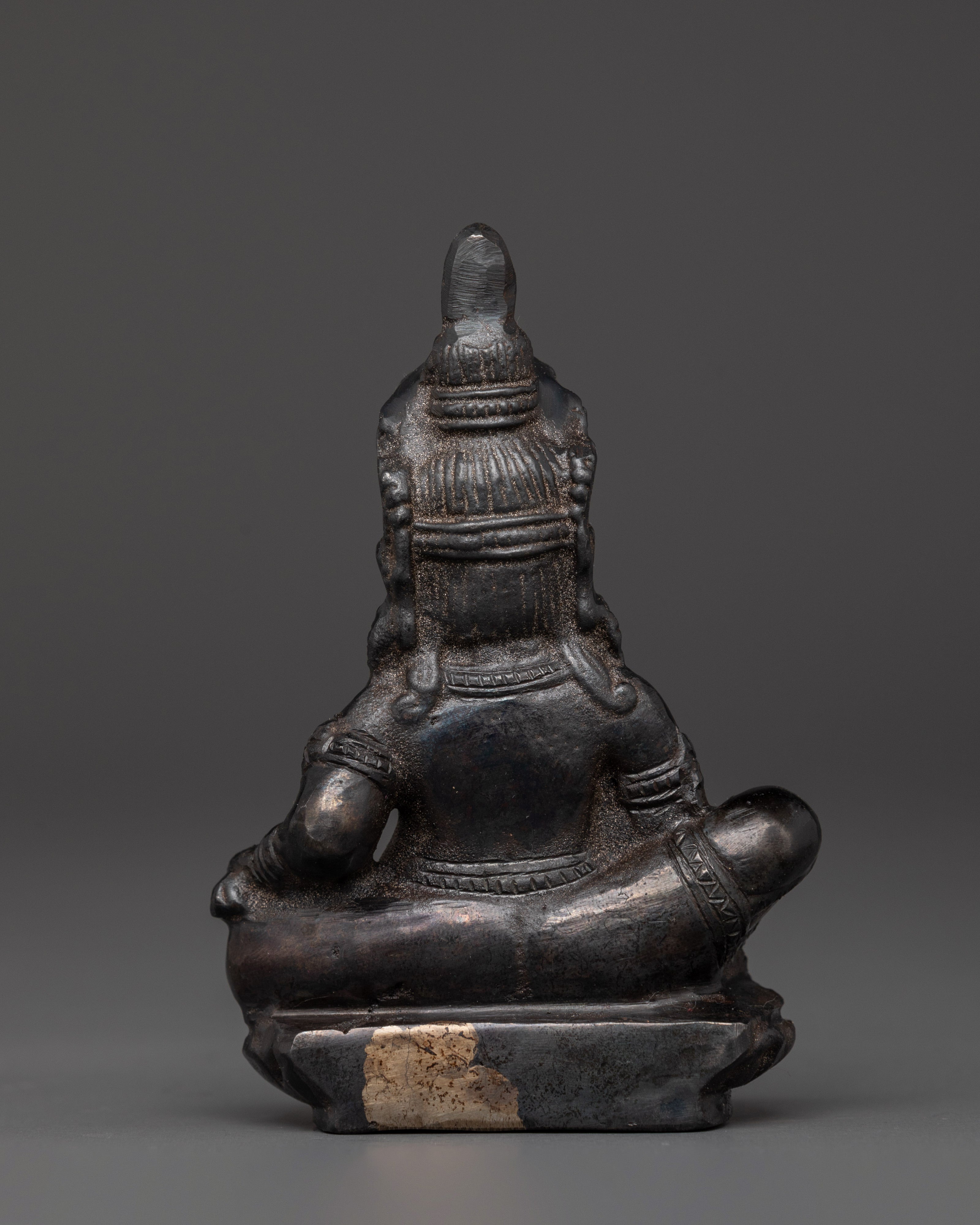 Handcrafted Black Dzambhala Sculpture | Copper Wealth Deity Figurine for Good Fortune