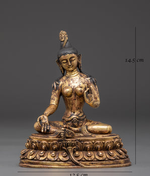 Handcrafted Green Tara Copper Statue | Tibetan Buddhist Goddess of Compassion