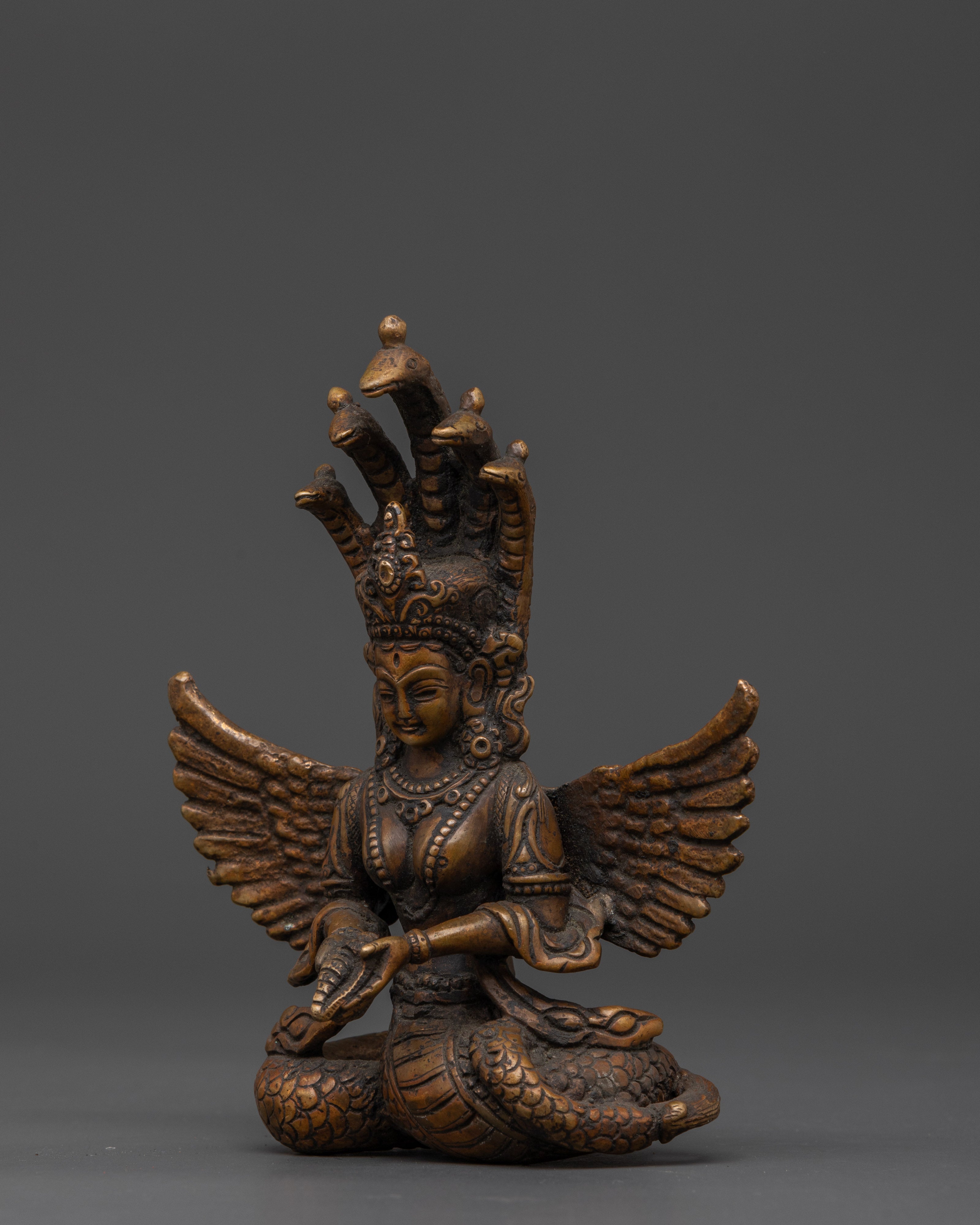 Divine Serpent Deity Naga Kanya Statue | Tibetan Buddhist Snake Goddess Sculpture