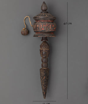 Buddhist Wooden Prayer Wheel | Spin to Invoke Compassion, Wisdom, and Enlightenment