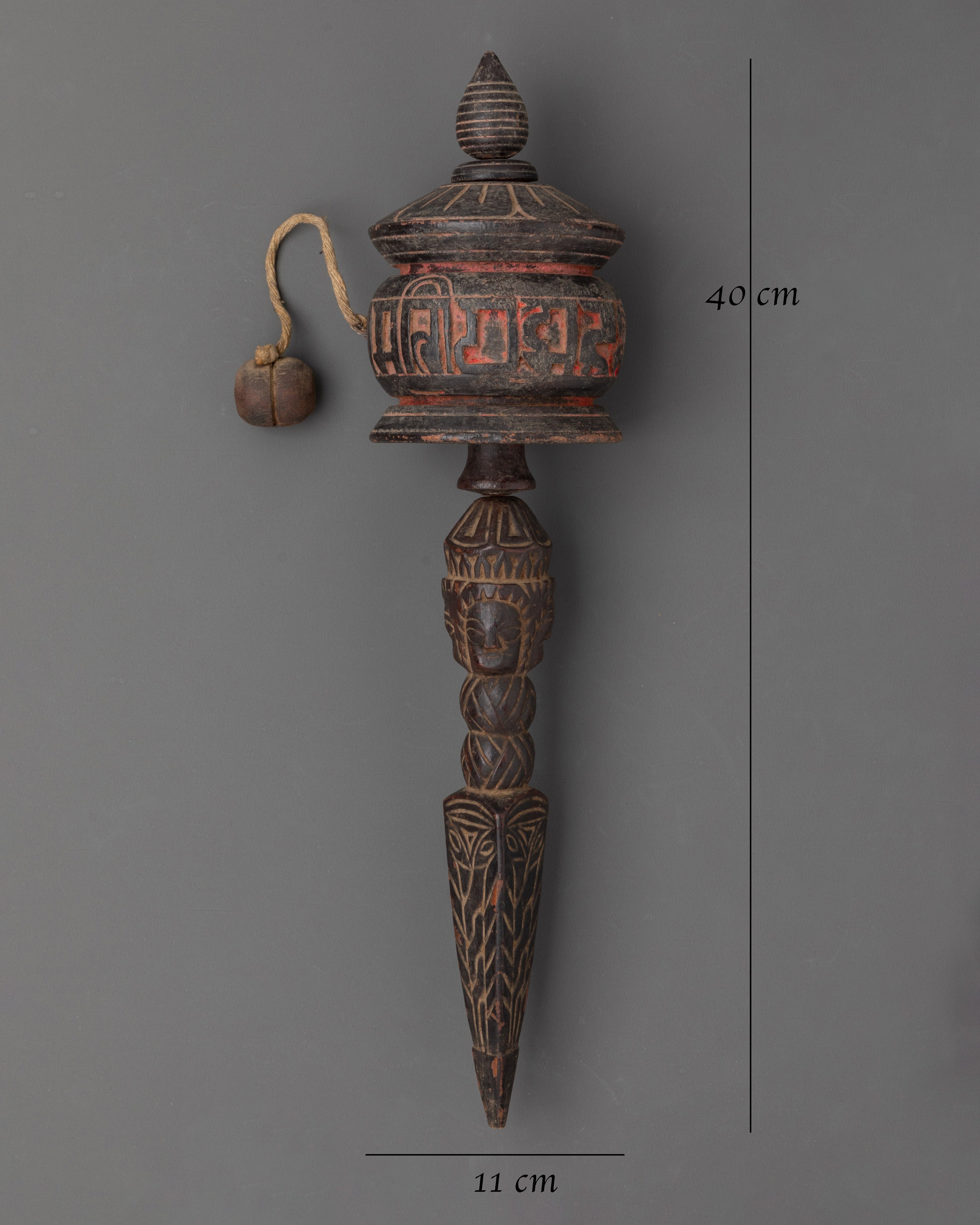 Buddhist Wooden Prayer Wheel | Spin to Invoke Compassion, Wisdom, and Enlightenment