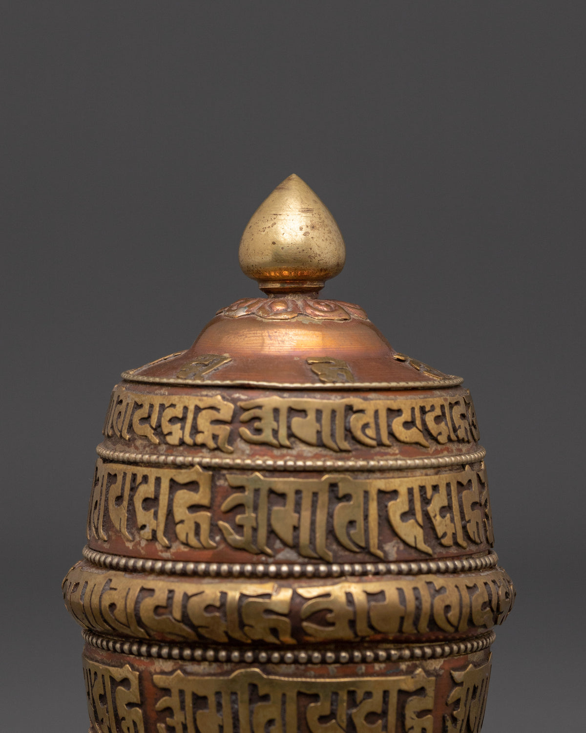 Handcrafted Prayer Wheel on Stand | Tibetan Sacred Religious Mantra Wheel