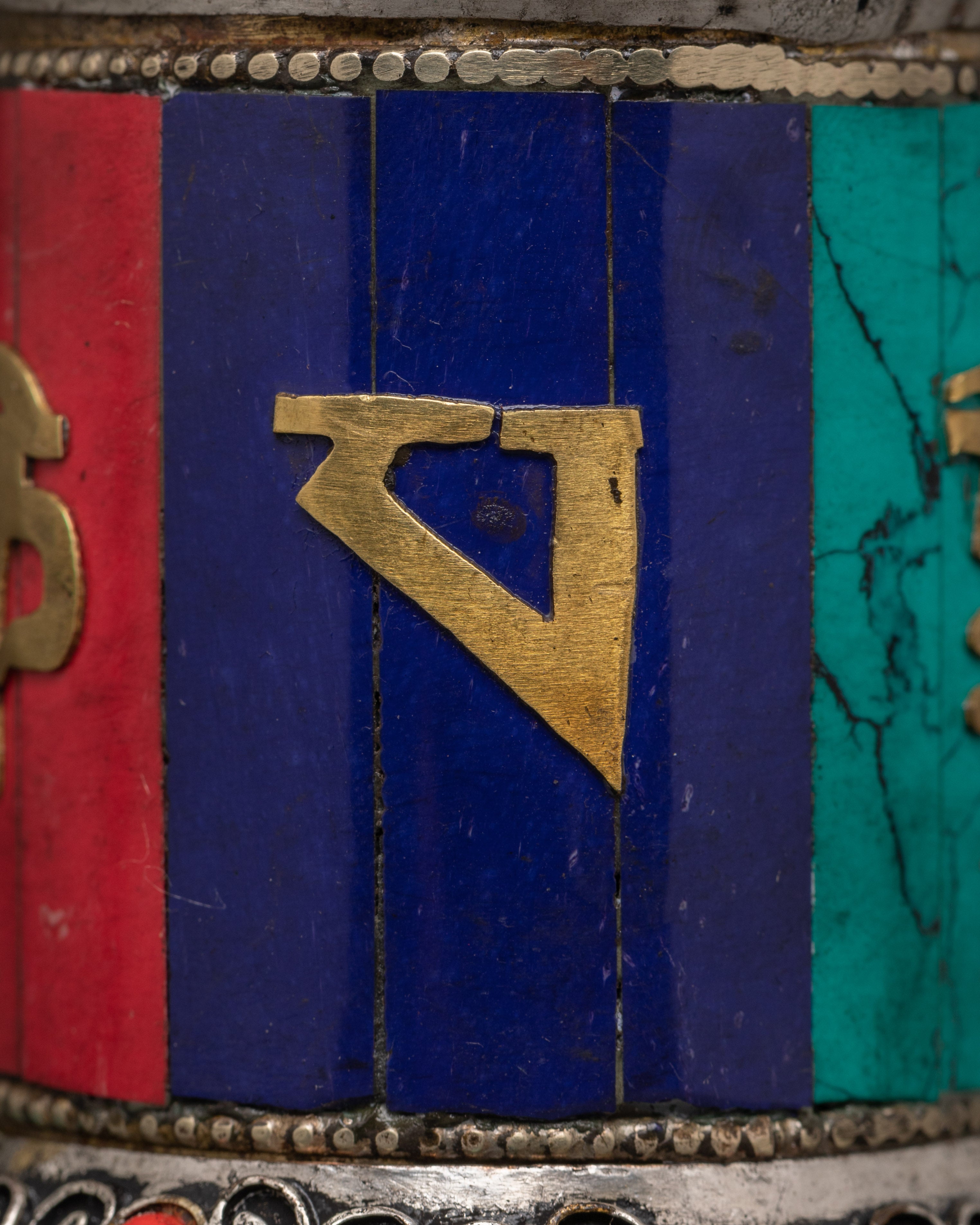 Handcrafted Mantra Wheel on Brass Stand | Om Mani Padme Hum Prayer Wheel