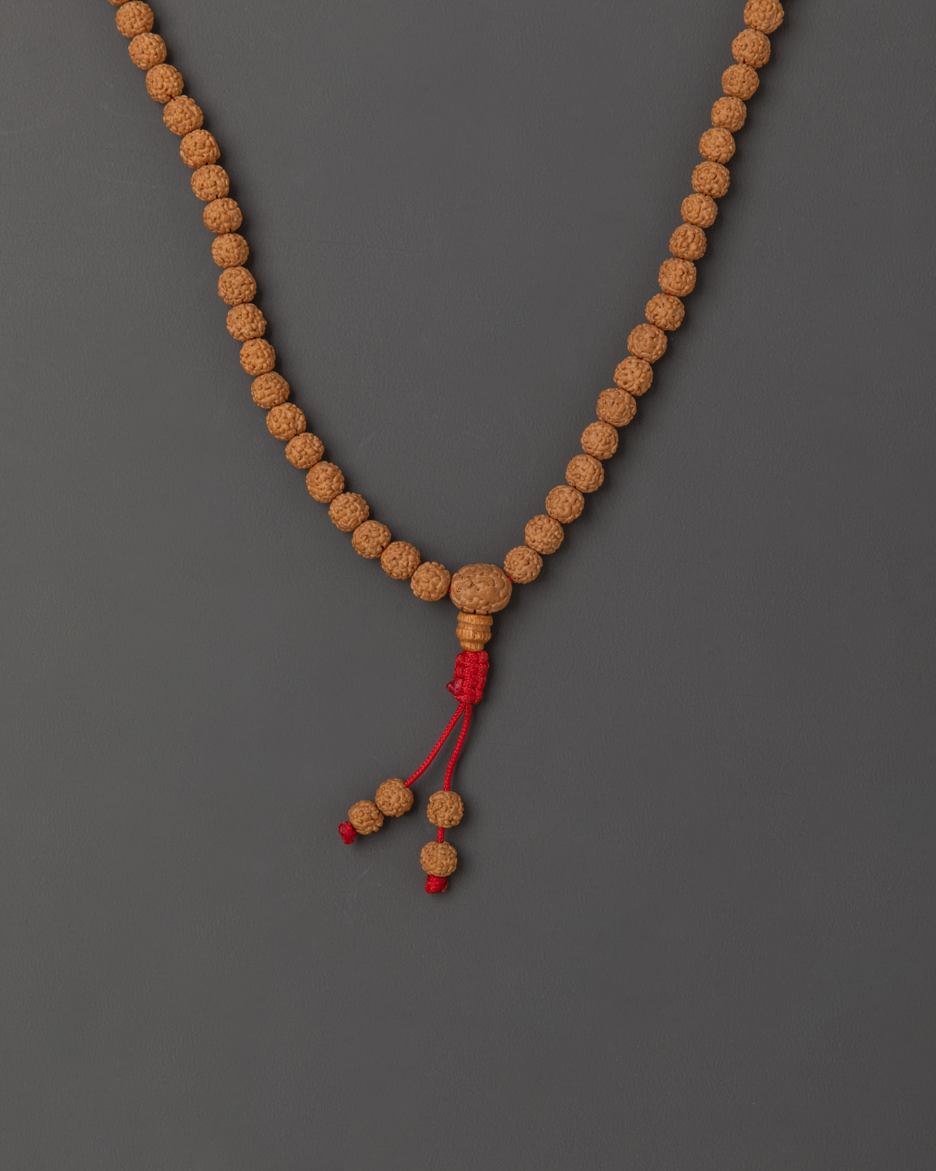 Handcrafted Rudraksha Mala Necklace | Natural Spiritual Prayer Beads for Yoga