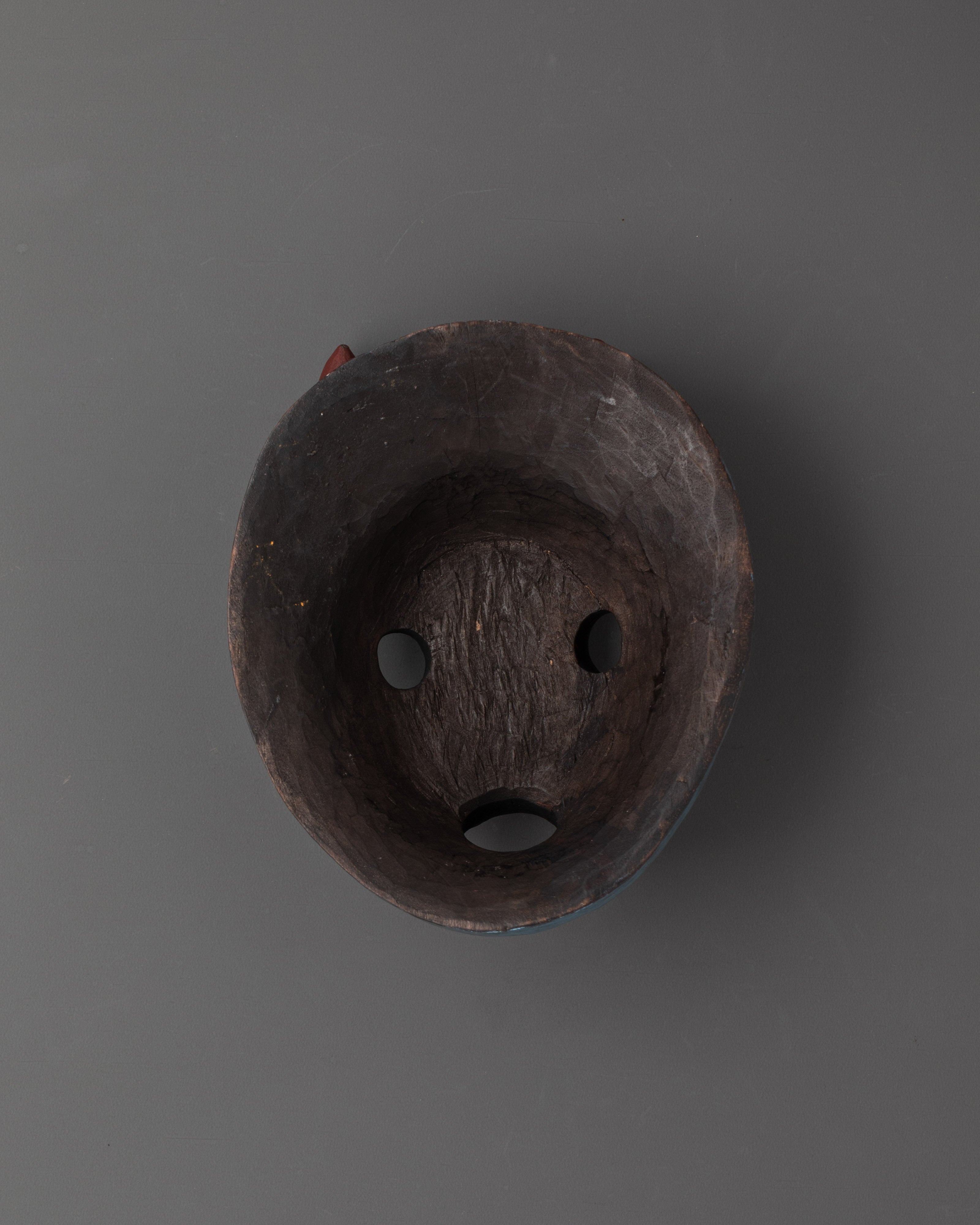 Tibetan Demon Wall Mask | Handcarved Wooden Ritual Mask for Protection