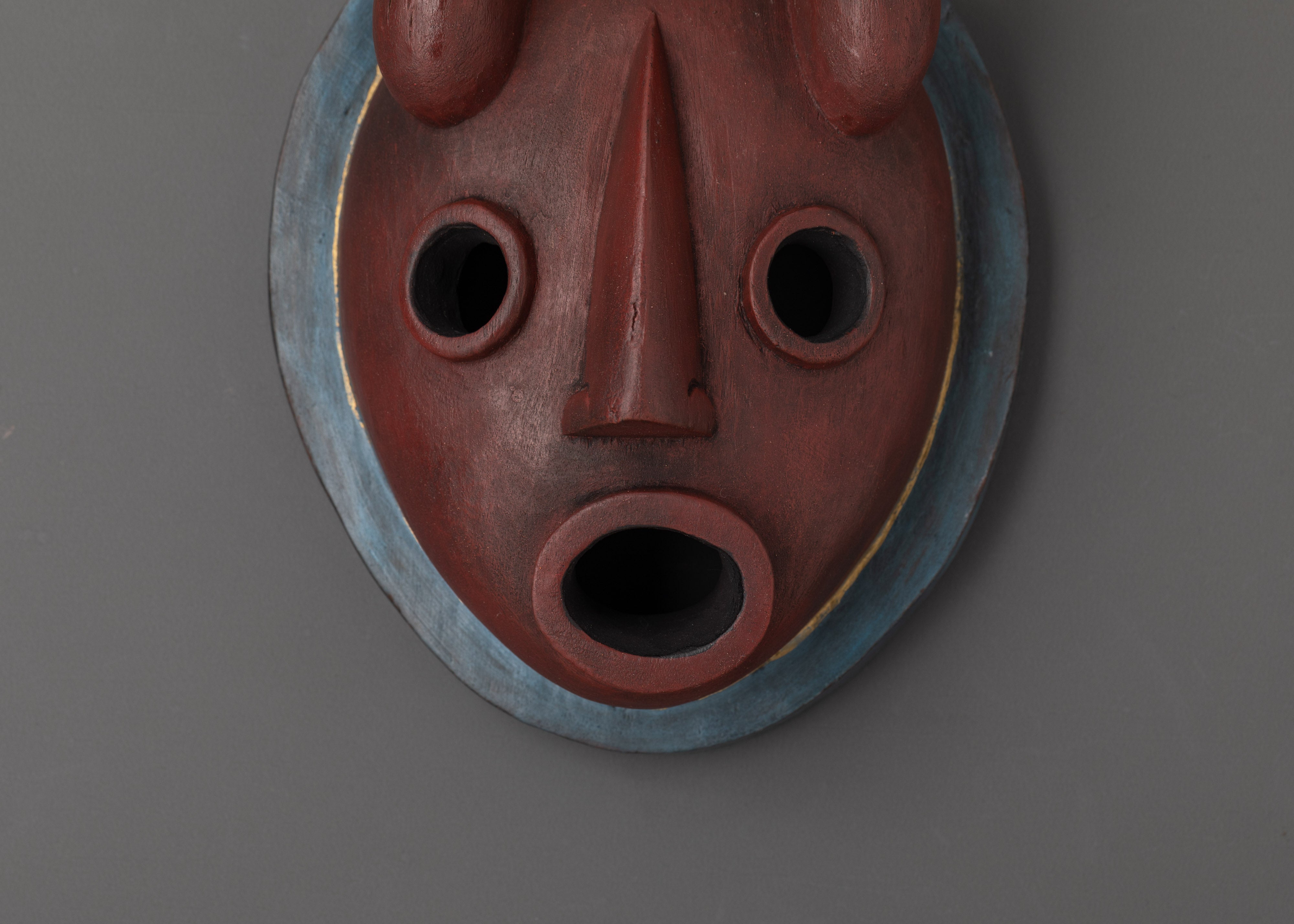 Tibetan Demon Wall Mask | Handcarved Wooden Ritual Mask for Protection