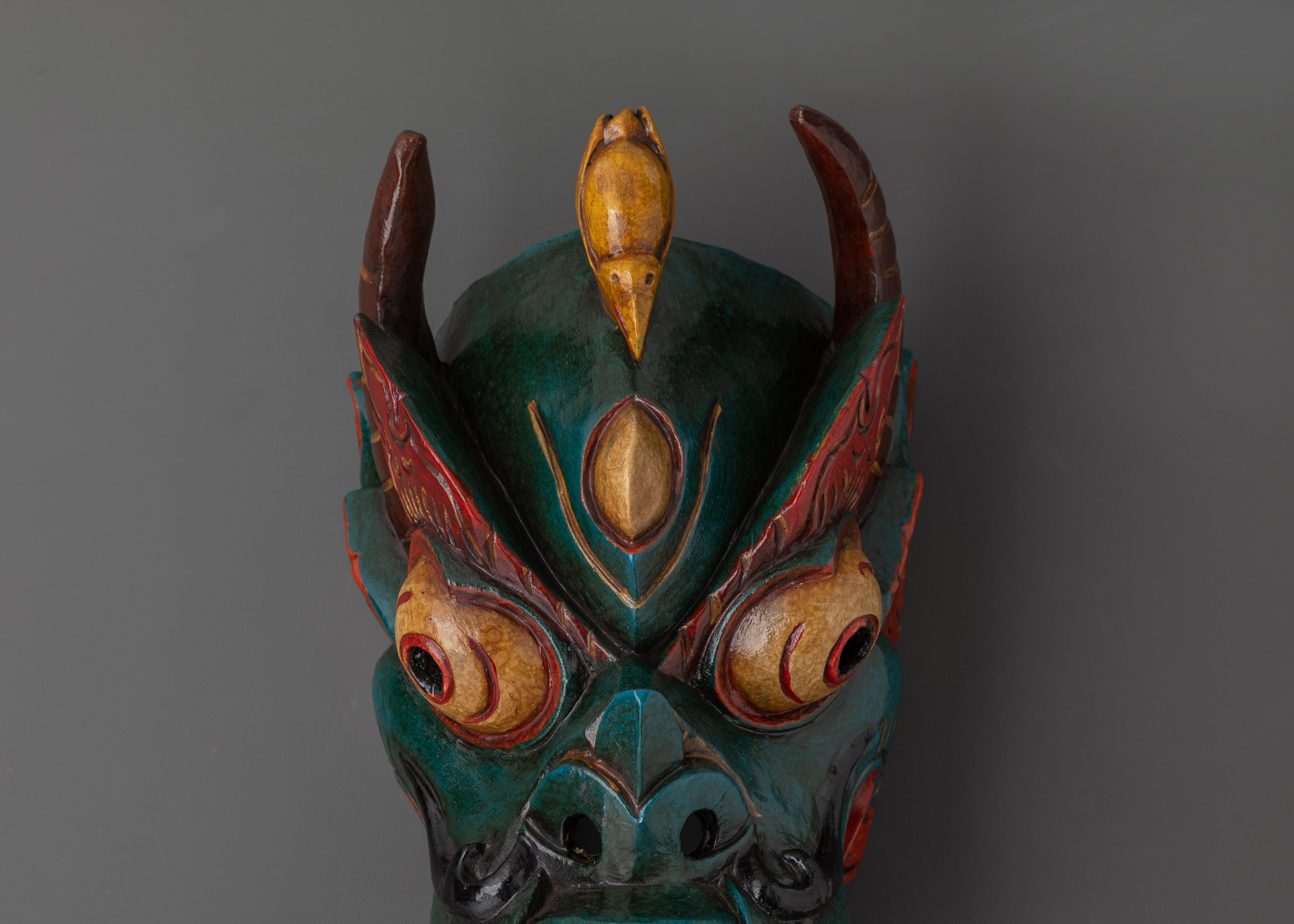 Handcrafted Tibetan Demon Mask | Traditional Wooden Wall Hanging Decor