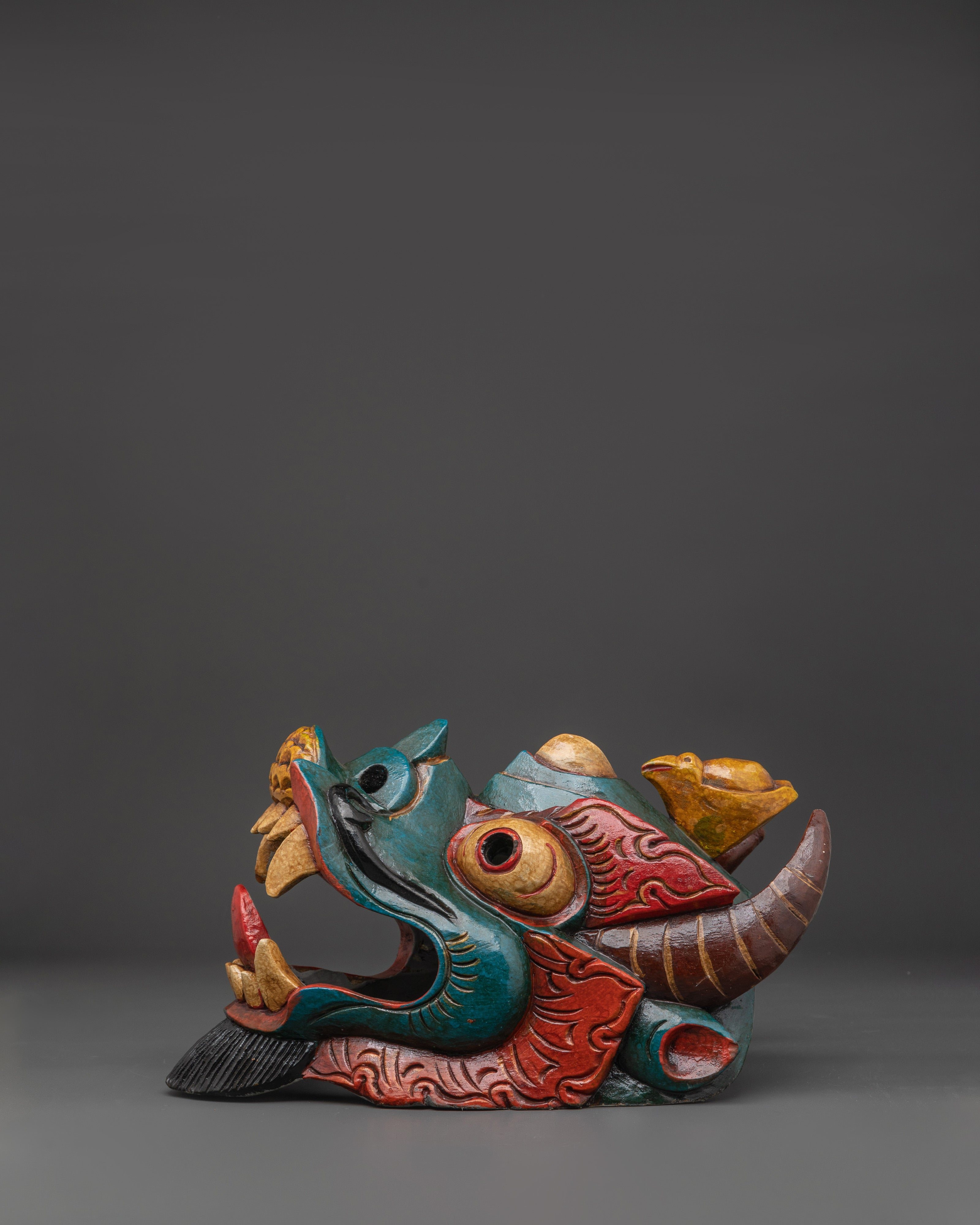Handcrafted Tibetan Demon Mask | Traditional Wooden Wall Hanging Decor
