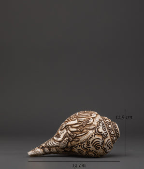 Narasimha Carved Conch Shell | Sacred Hindu Ritual and Meditation Artifact