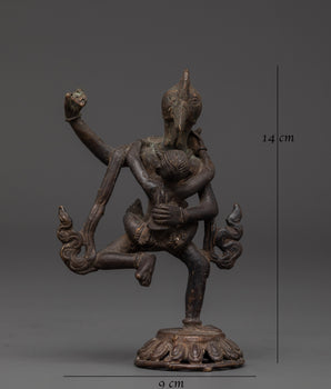 Tibetan Garuda Copper Statue with his Consort | Protector Deity for Meditation