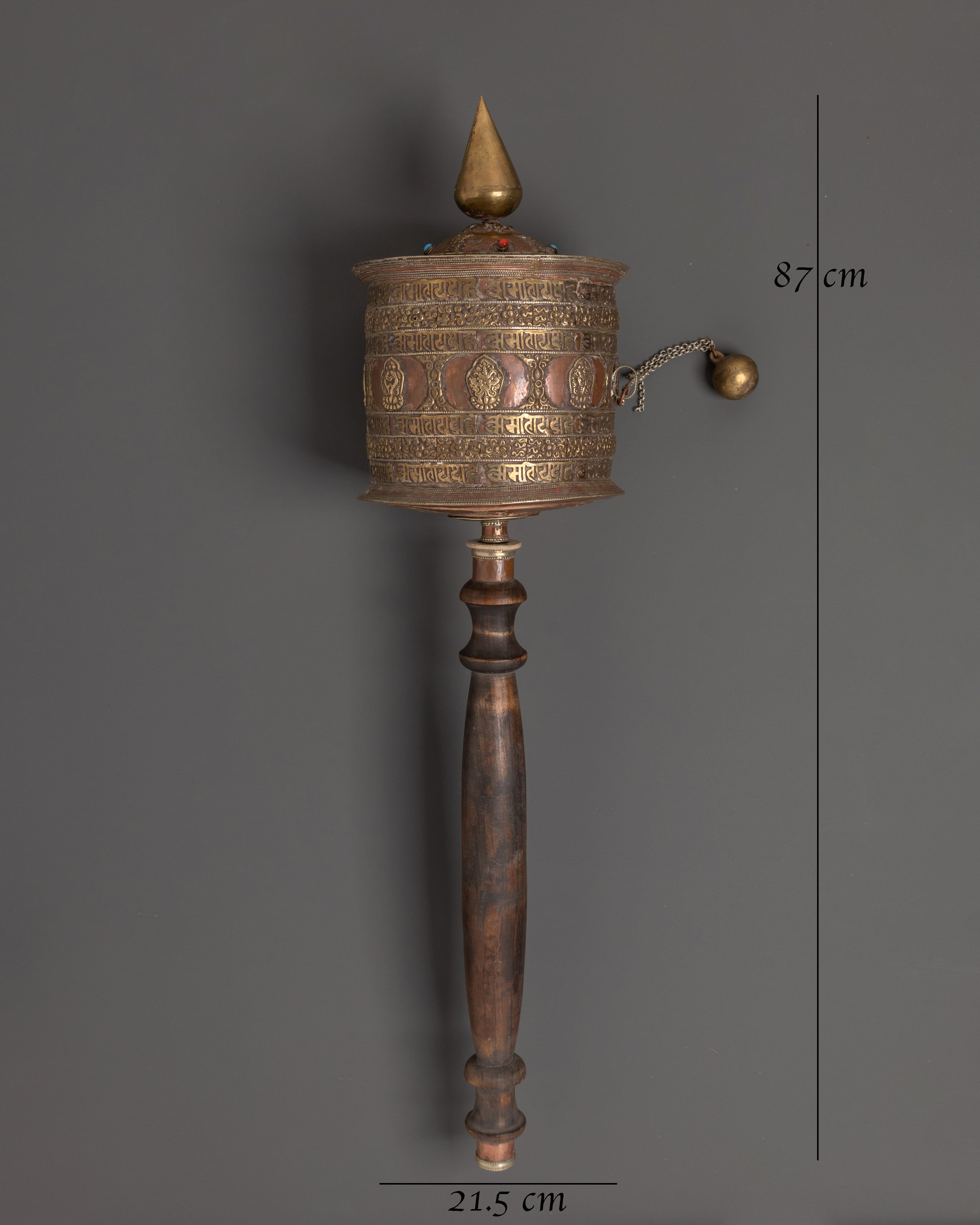 Handcrafted Himalayan Prayer Wheel | Copper & Brass Mantra Wheel with Wood Handle
