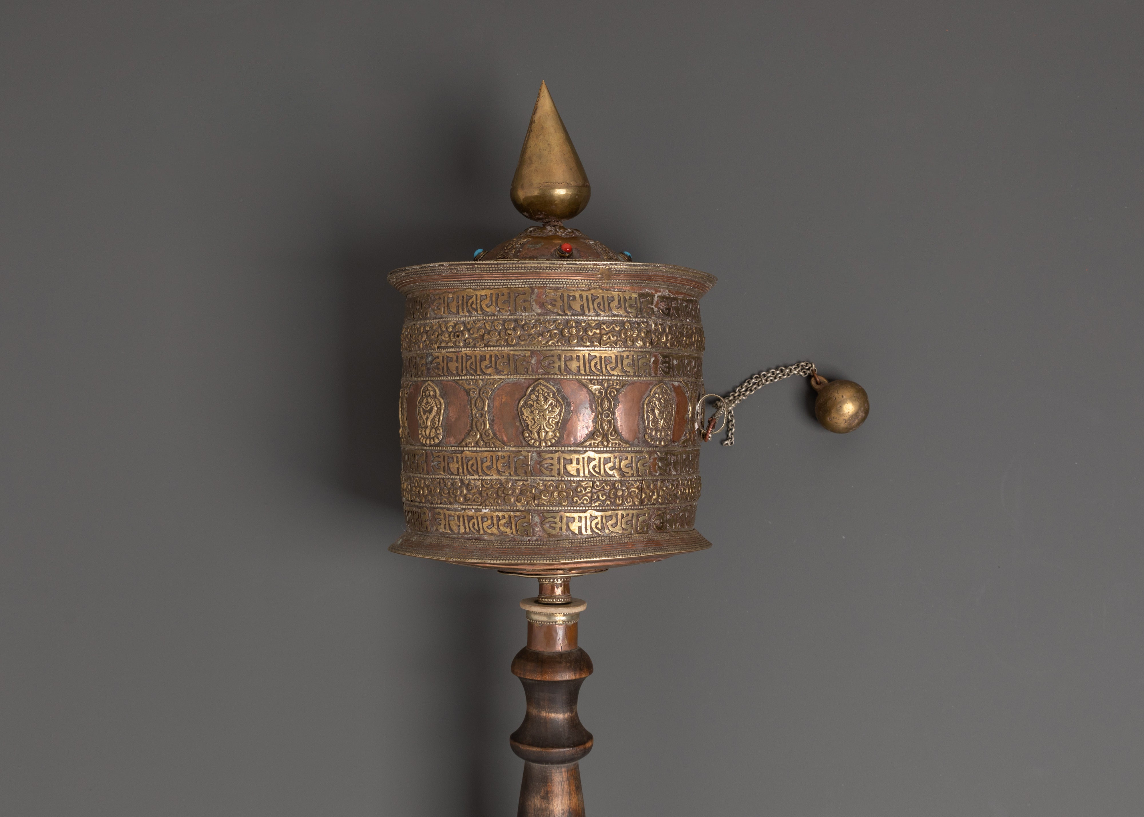 Handcrafted Himalayan Prayer Wheel | Copper & Brass Mantra Wheel with Wood Handle