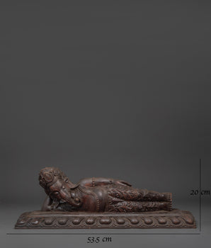 Handcrafted Reclining Ganesha Sculpture | Wooden Ganesh Statue