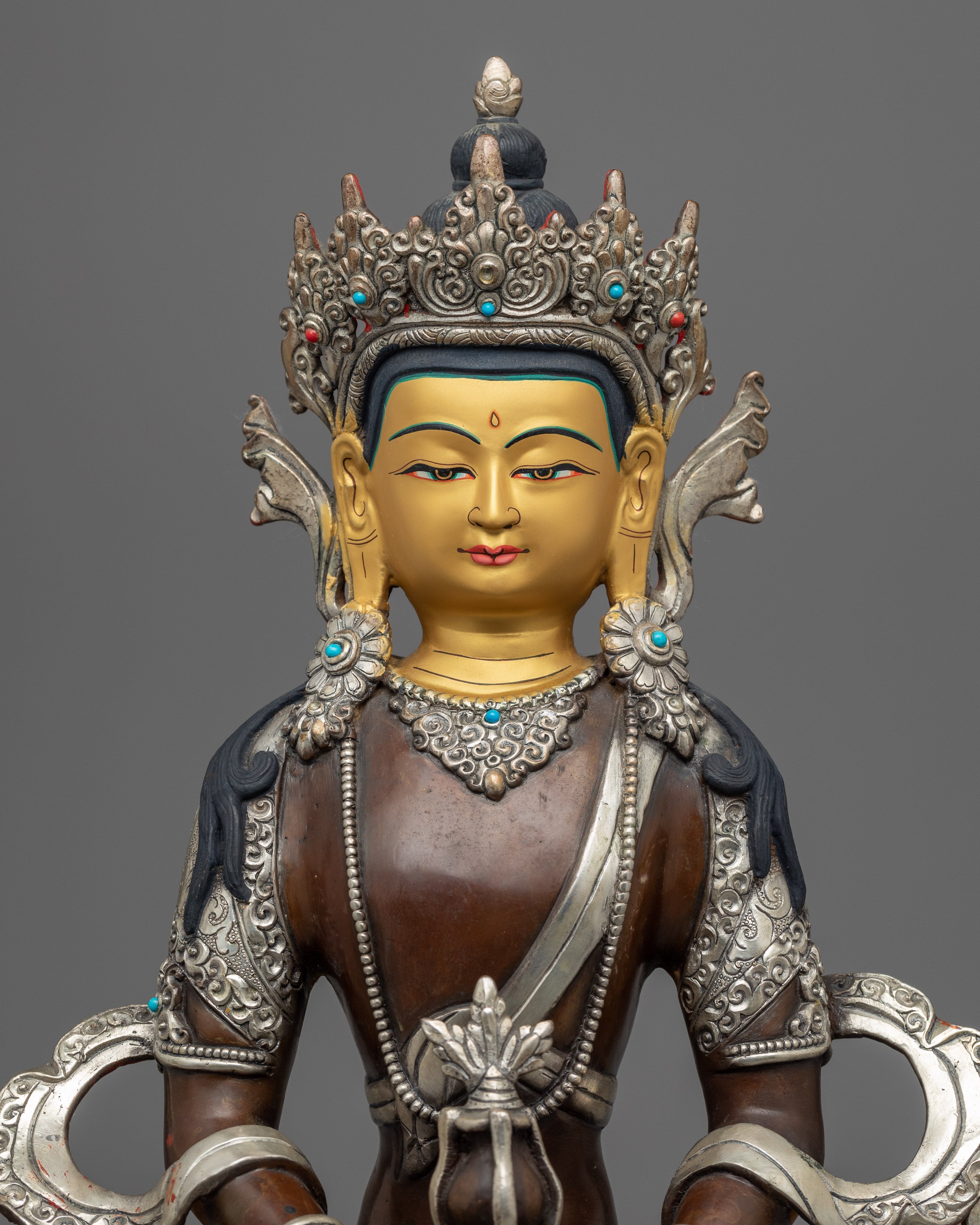 Amitayus Buddha Statue | Buddhist Sculpture Gilded in Gold and Silver