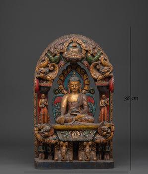 Hand Carved Meditation Shakyamuni Buddha Figurine | Wooden Tibetan Buddha Statue