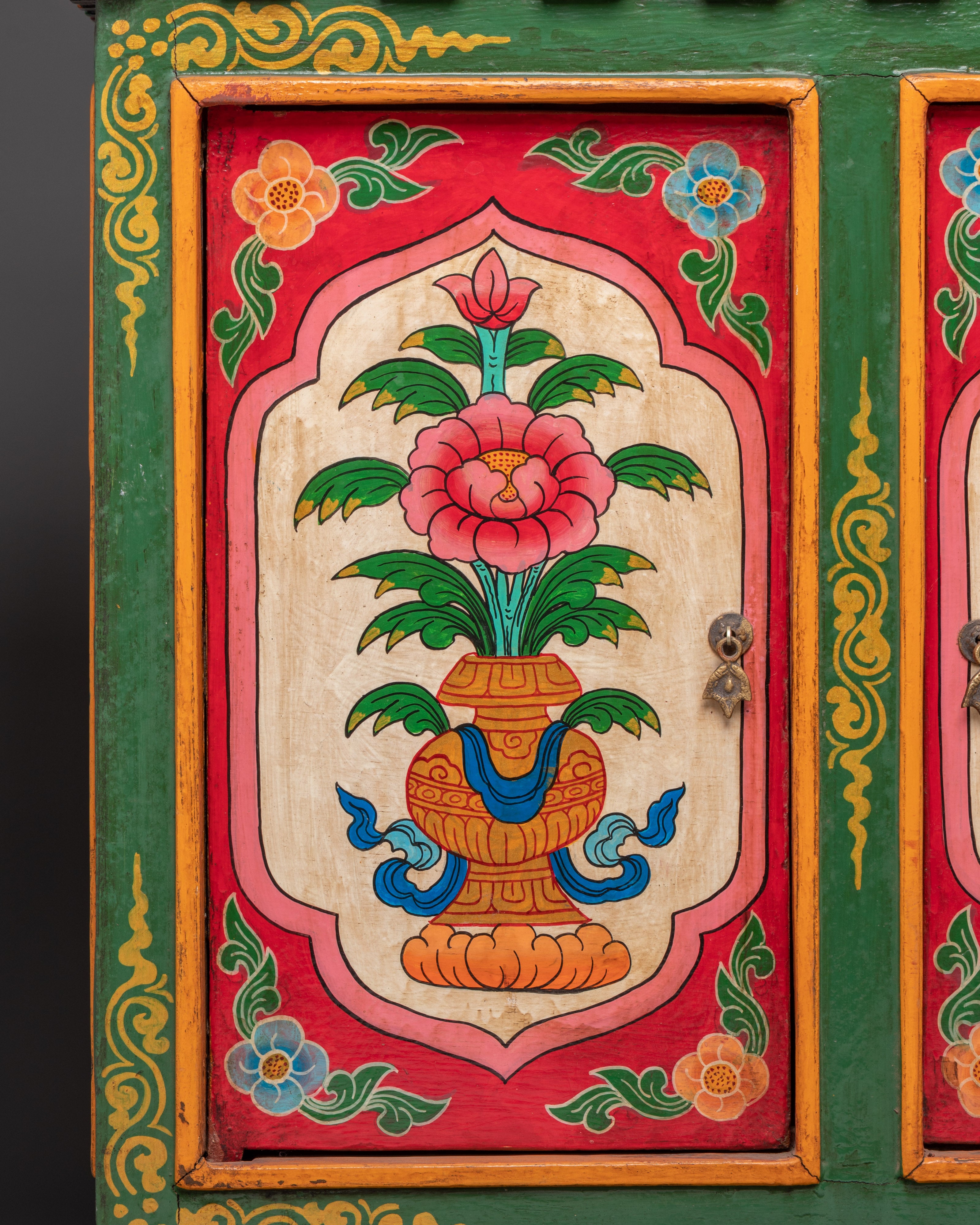 Tibetan Wooden Cofinet | Handcrafted Sacred Storage Chest