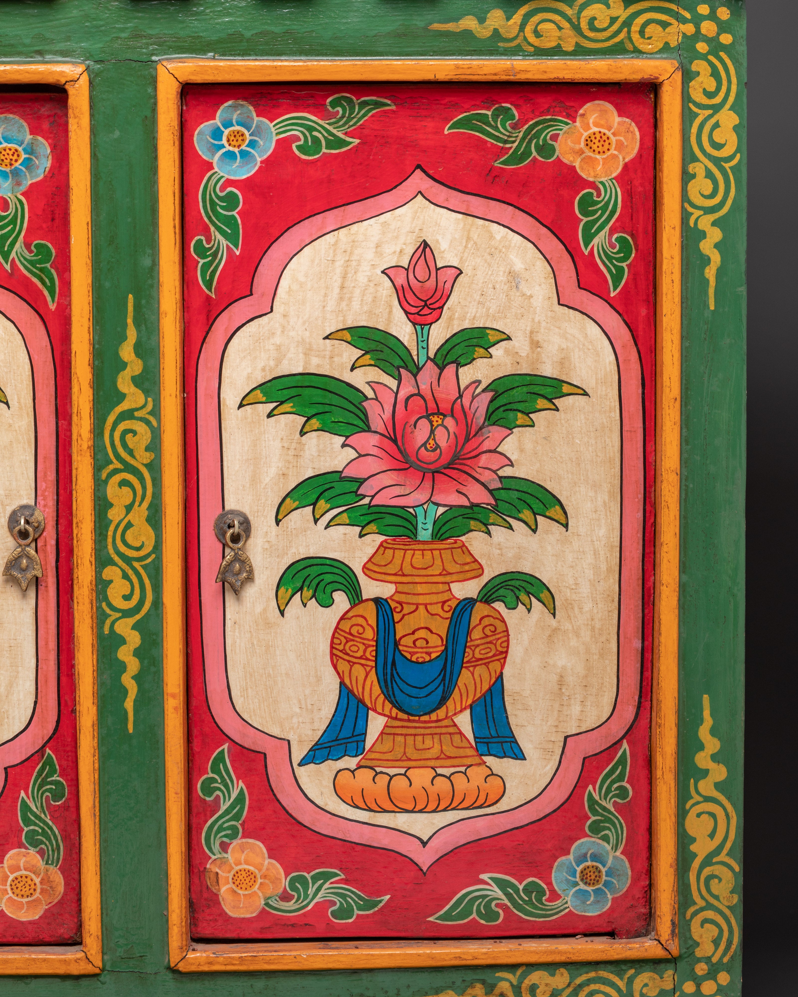 Tibetan Wooden Cofinet | Handcrafted Sacred Storage Chest