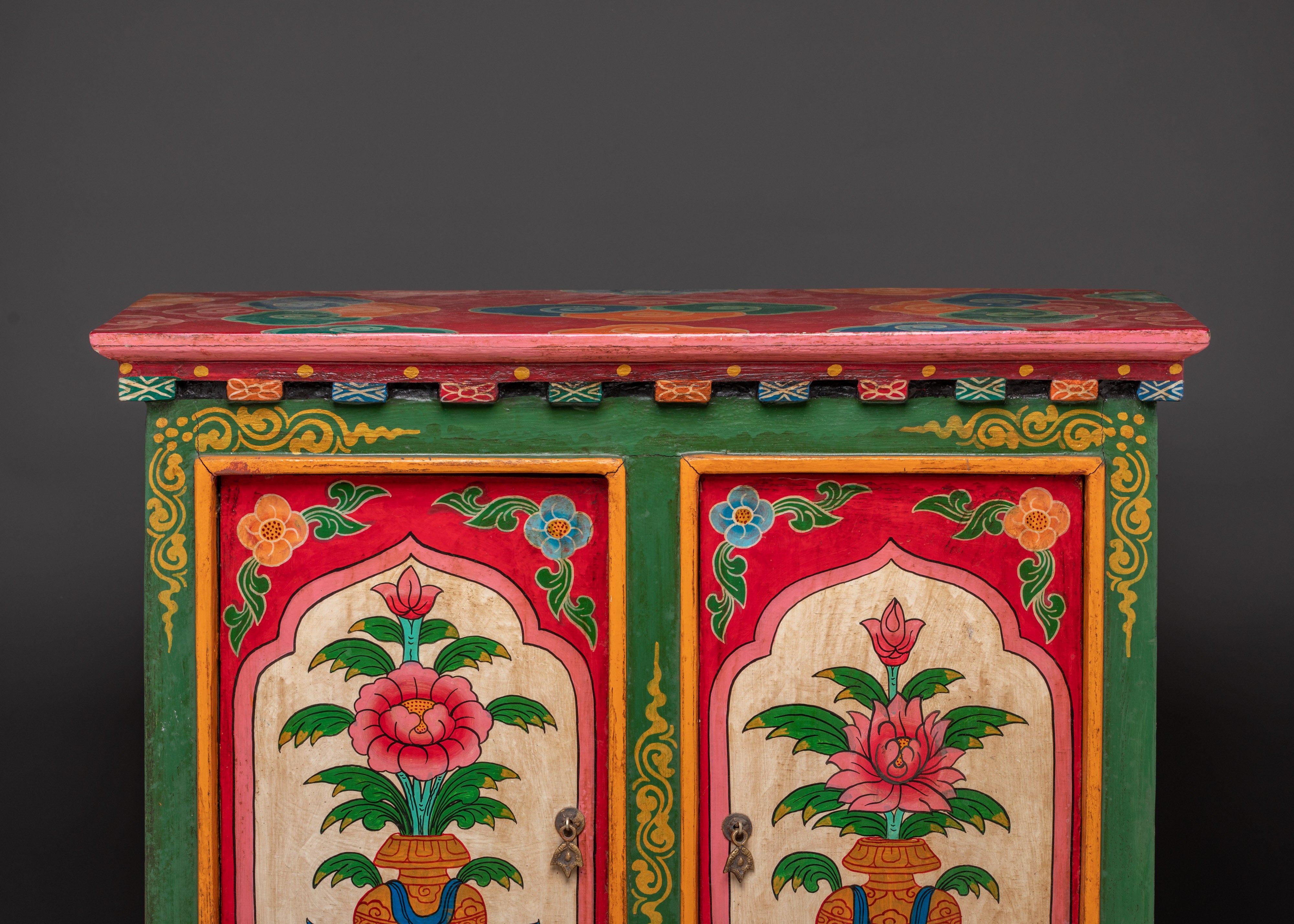 Tibetan Wooden Cofinet | Handcrafted Sacred Storage Chest