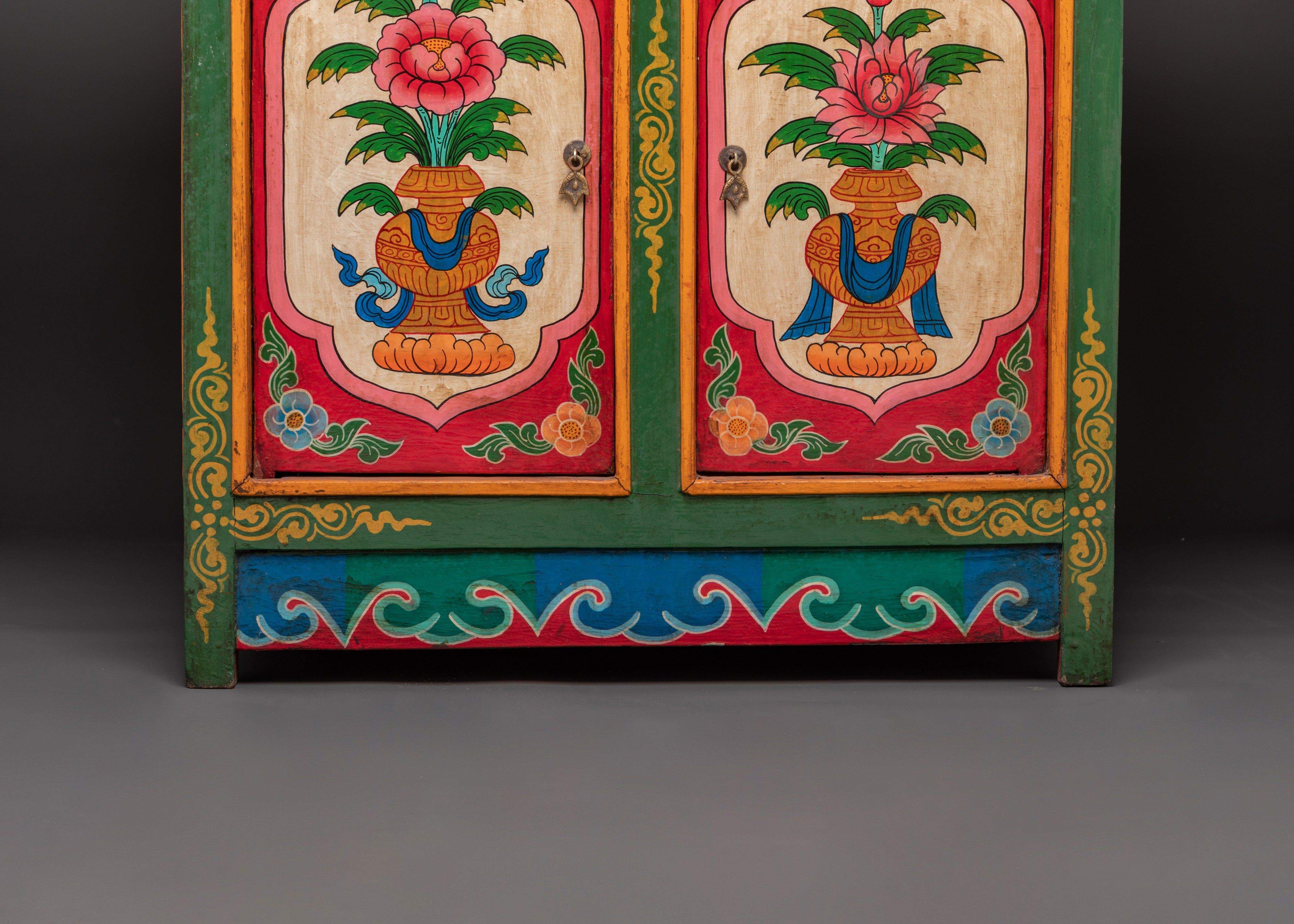 Tibetan Wooden Cofinet | Handcrafted Sacred Storage Chest