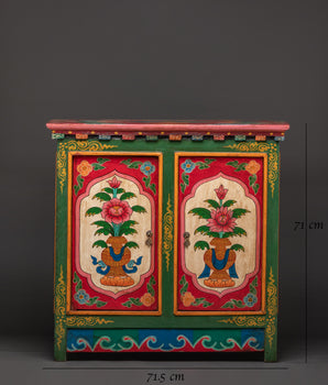 Tibetan Wooden Cofinet | Handcrafted Sacred Storage Chest