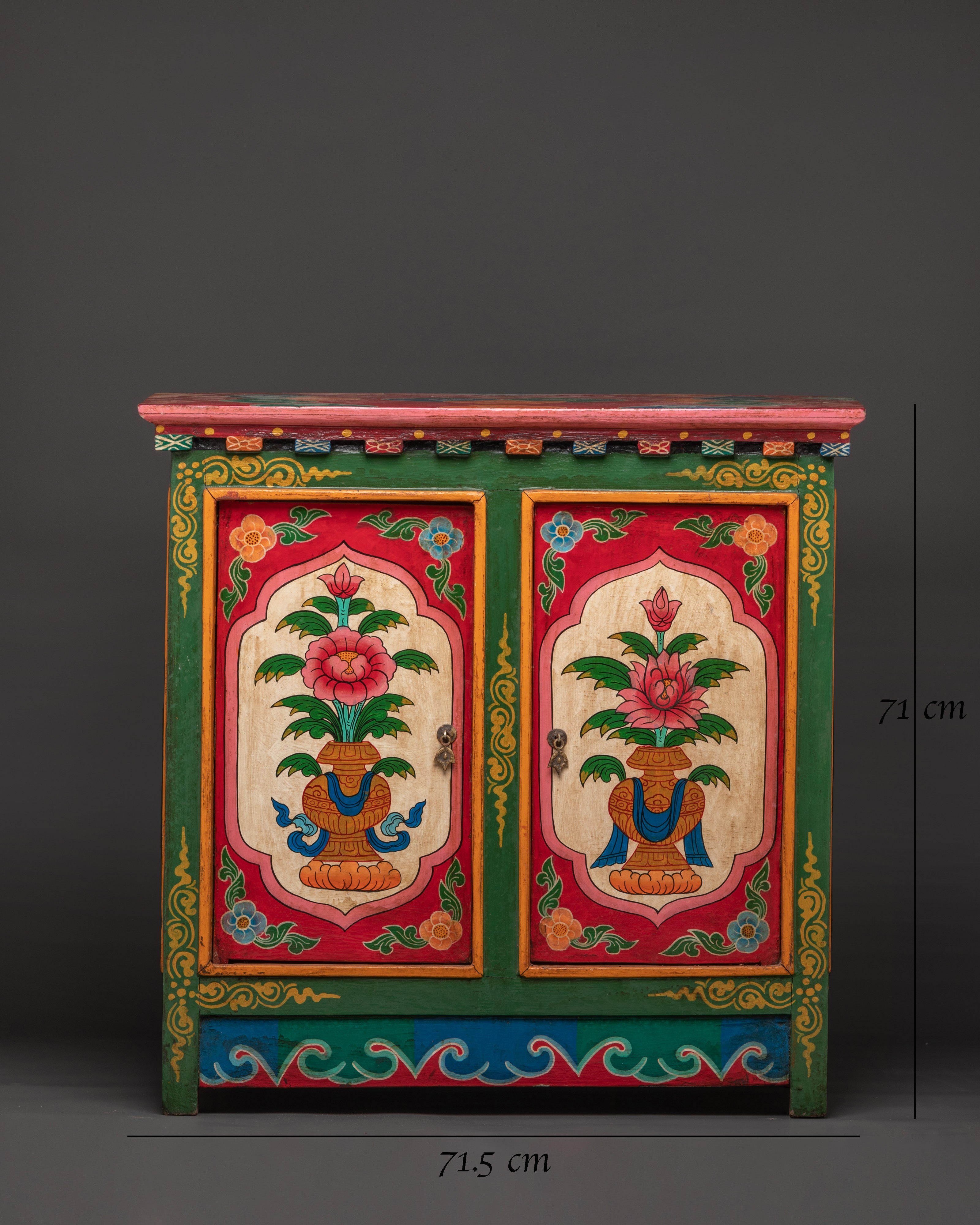 Tibetan Wooden Cofinet | Handcrafted Sacred Storage Chest