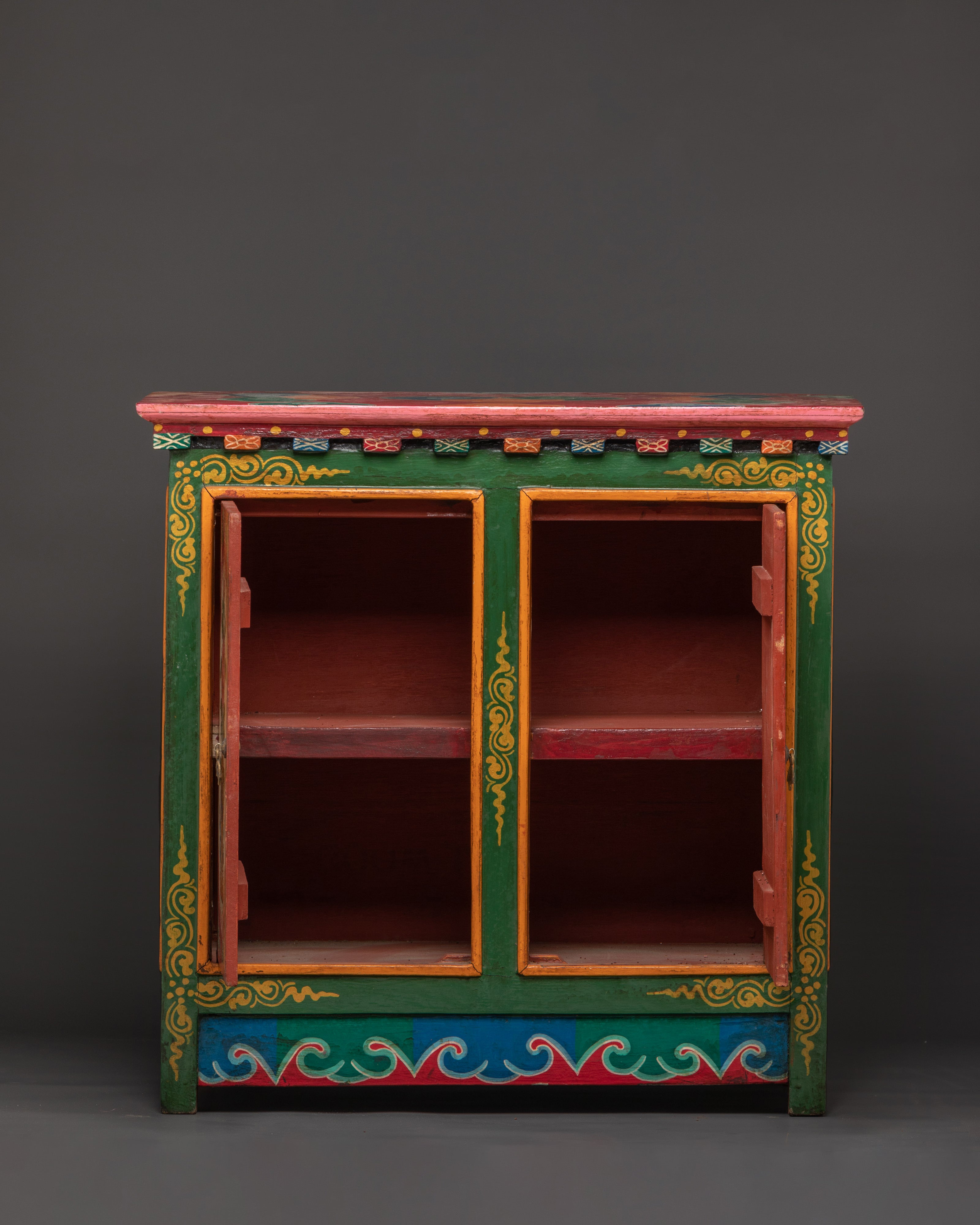 Tibetan Wooden Cofinet | Handcrafted Sacred Storage Chest