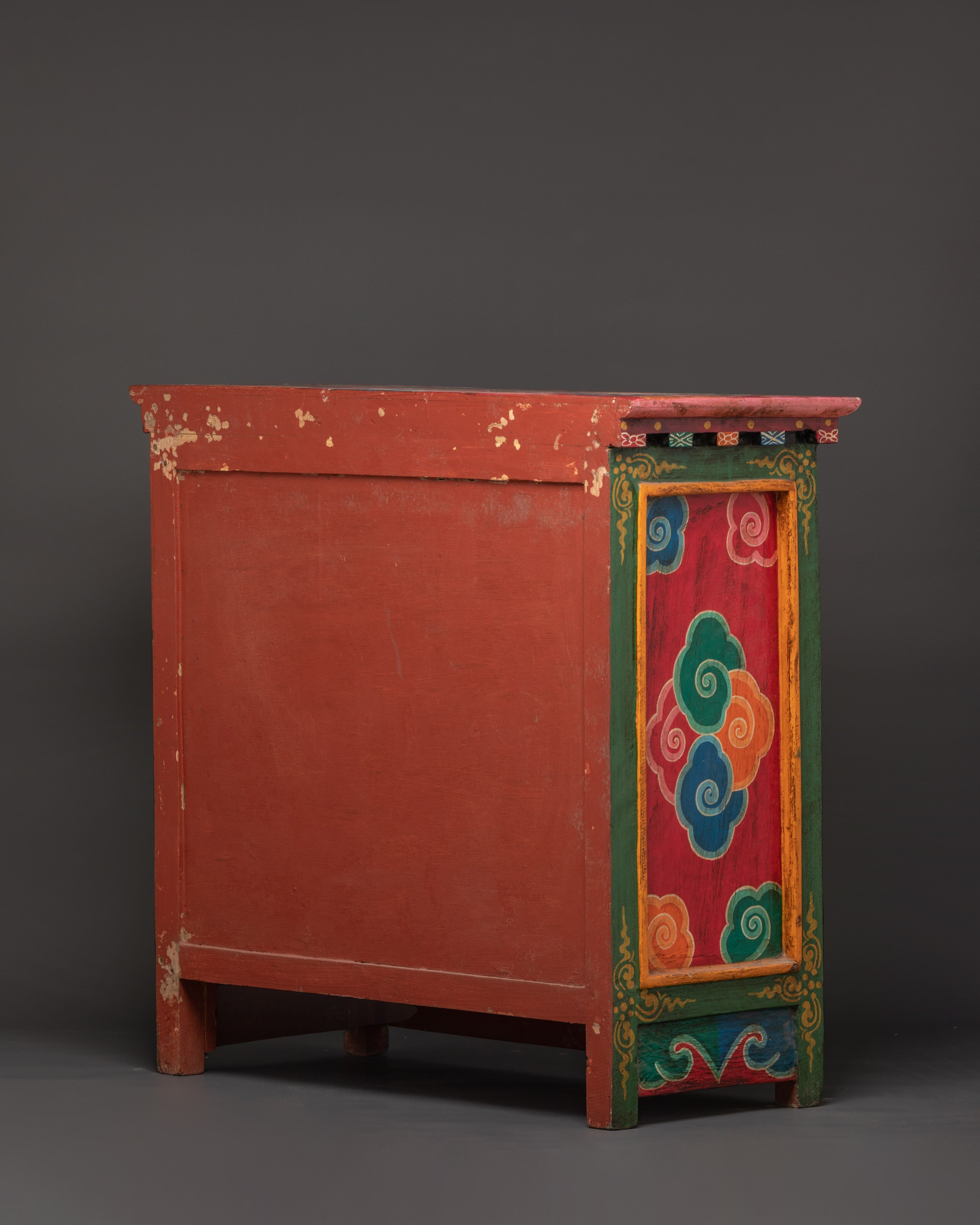 Tibetan Wooden Cofinet | Handcrafted Sacred Storage Chest