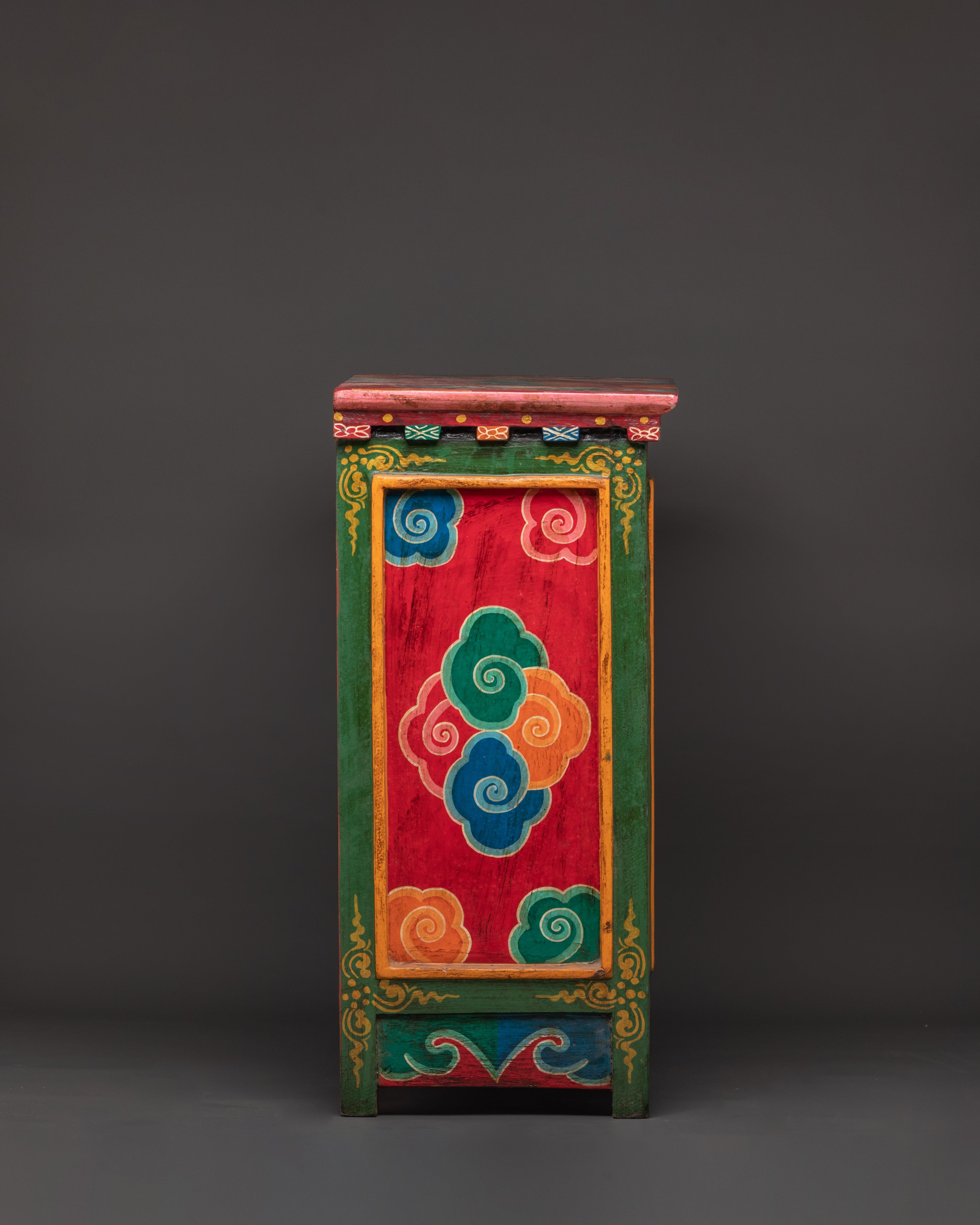 Tibetan Wooden Cofinet | Handcrafted Sacred Storage Chest