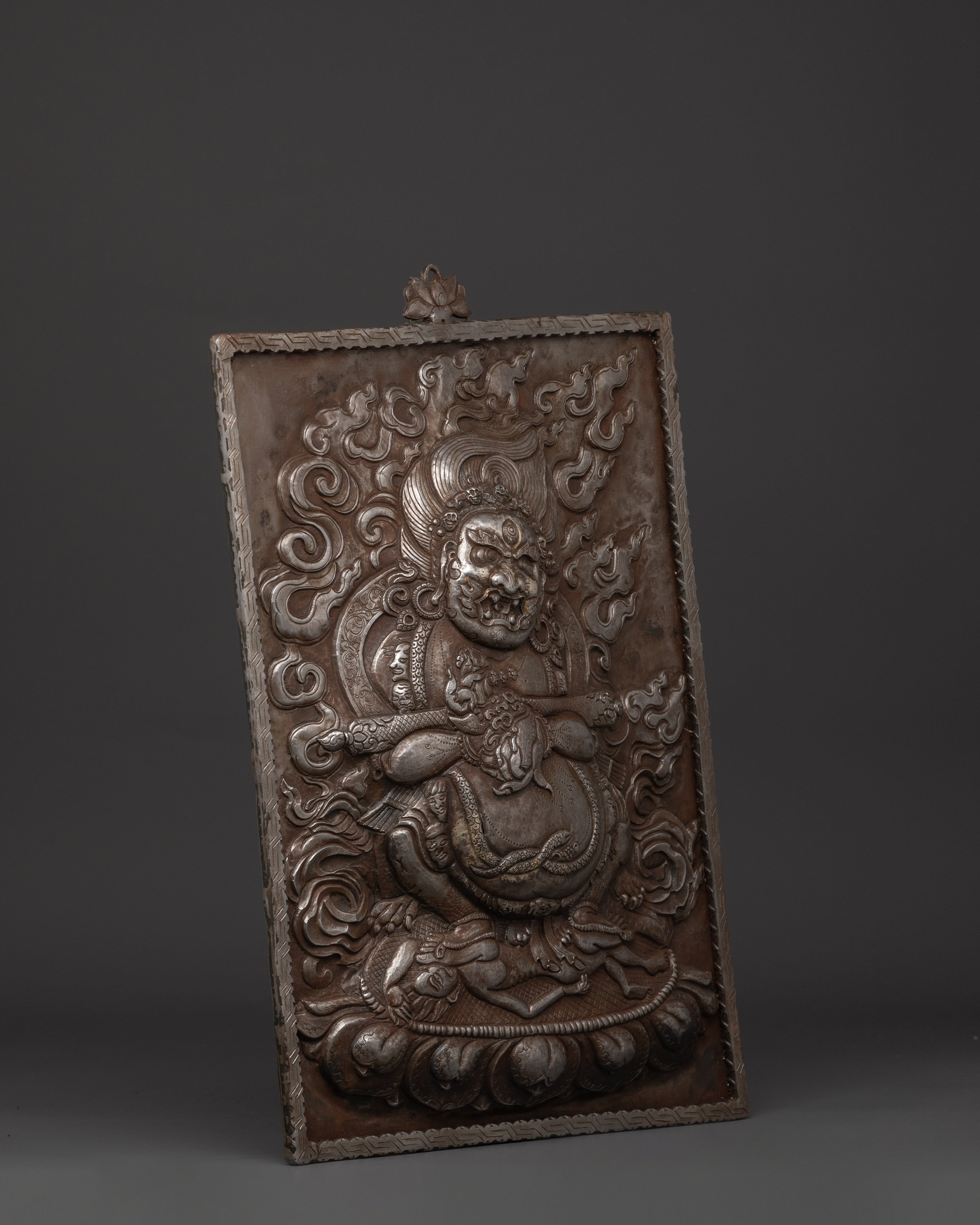 Sakya Mahakala Carved Wall Hanging | Buddhist Decor for Spiritual Protection & Blessings