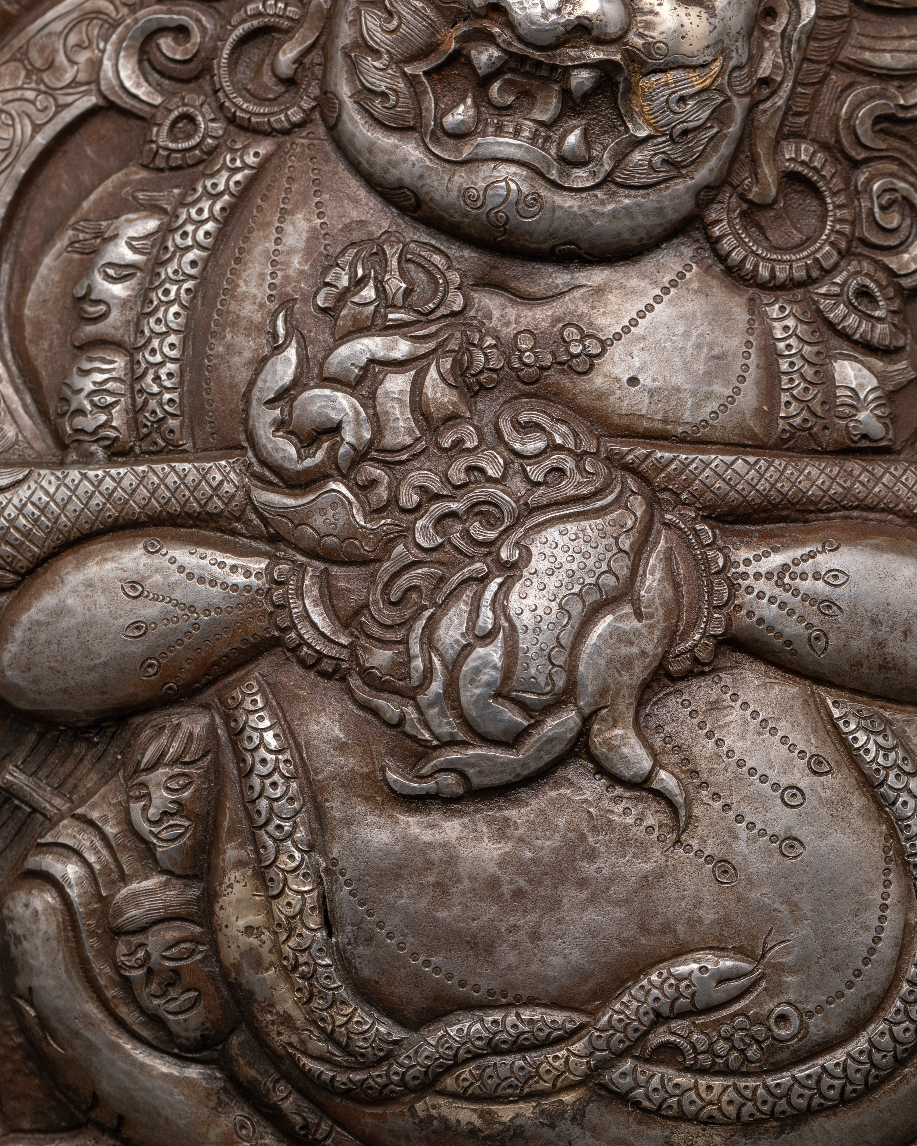Sakya Mahakala Carved Wall Hanging | Buddhist Decor for Spiritual Protection & Blessings