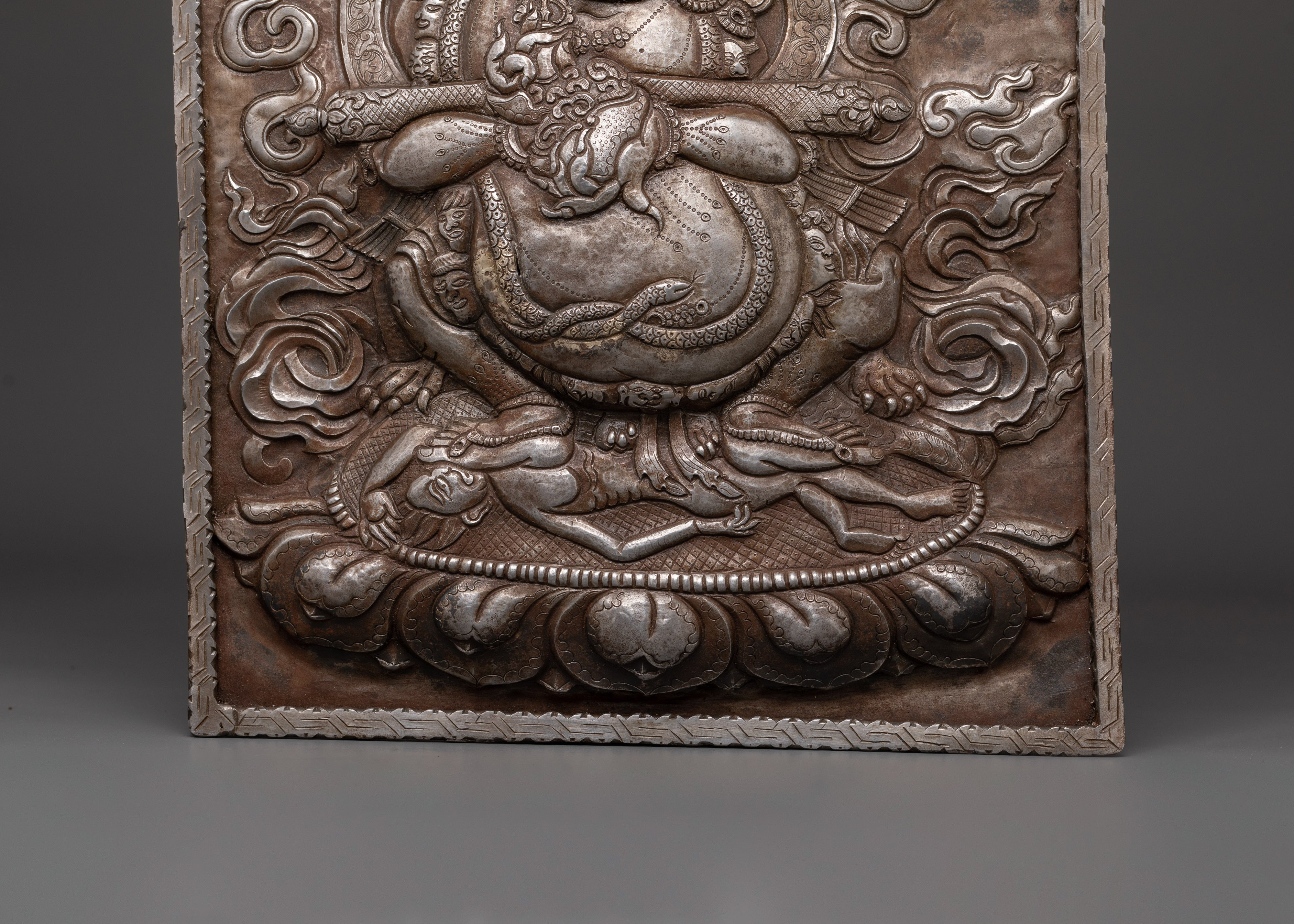 Sakya Mahakala Carved Wall Hanging | Buddhist Decor for Spiritual Protection & Blessings