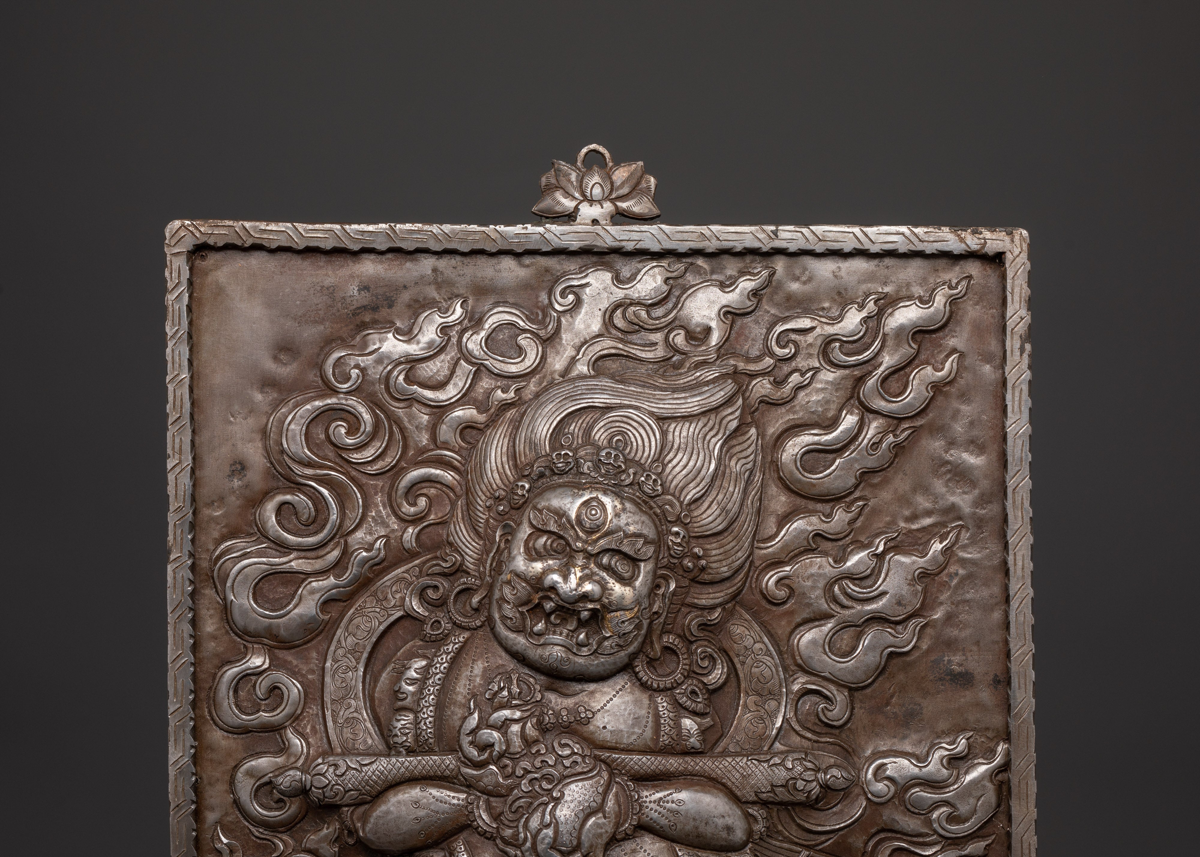 Sakya Mahakala Carved Wall Hanging | Buddhist Decor for Spiritual Protection & Blessings